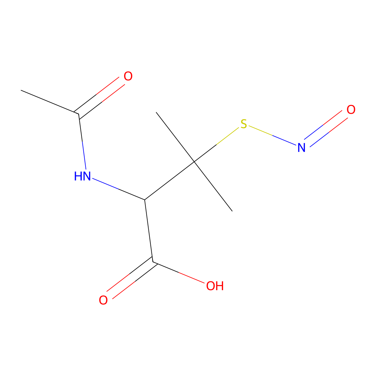 S-Nitroso-N-acetylpenicillamine, (+-) molecular structure, CAS 152971-80-7