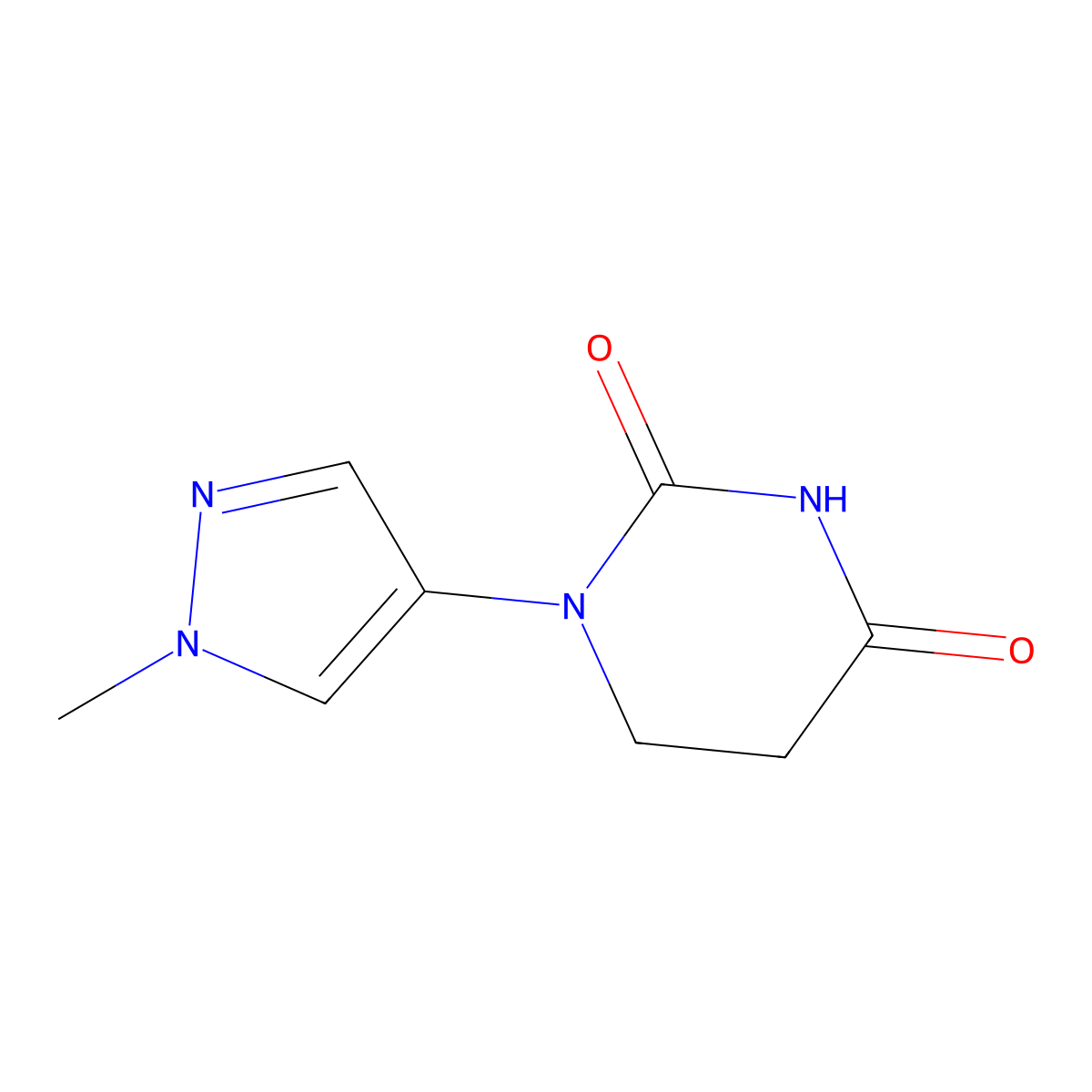 1-(1-methyl-1H-pyrazol-4-yl)-1,3-diazinane-2,4-dione molecular structure, CAS 1529719-77-4