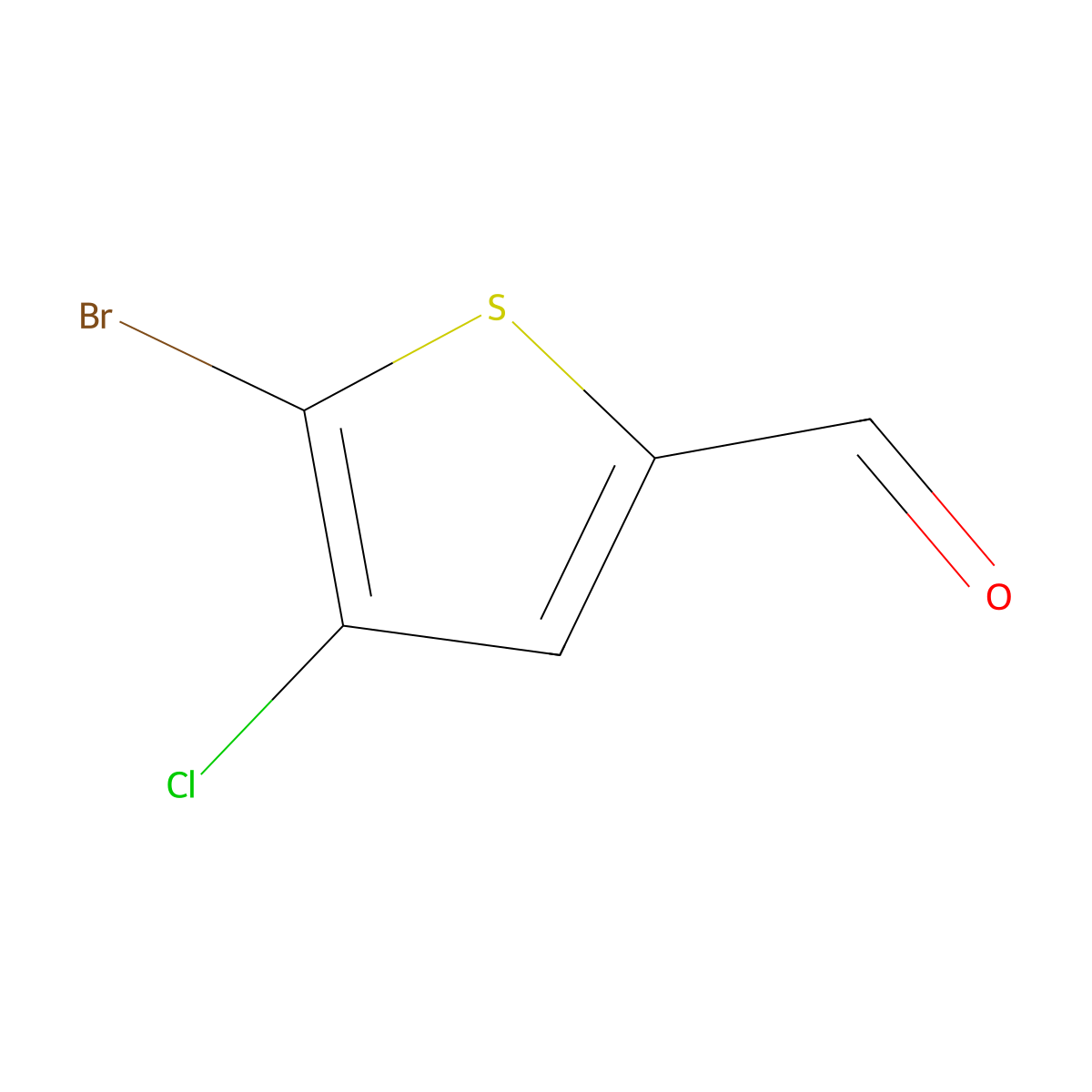 5-Bromo-4-chlorothiophene-2-carbaldehyde molecular structure, CAS 1529744-21-5