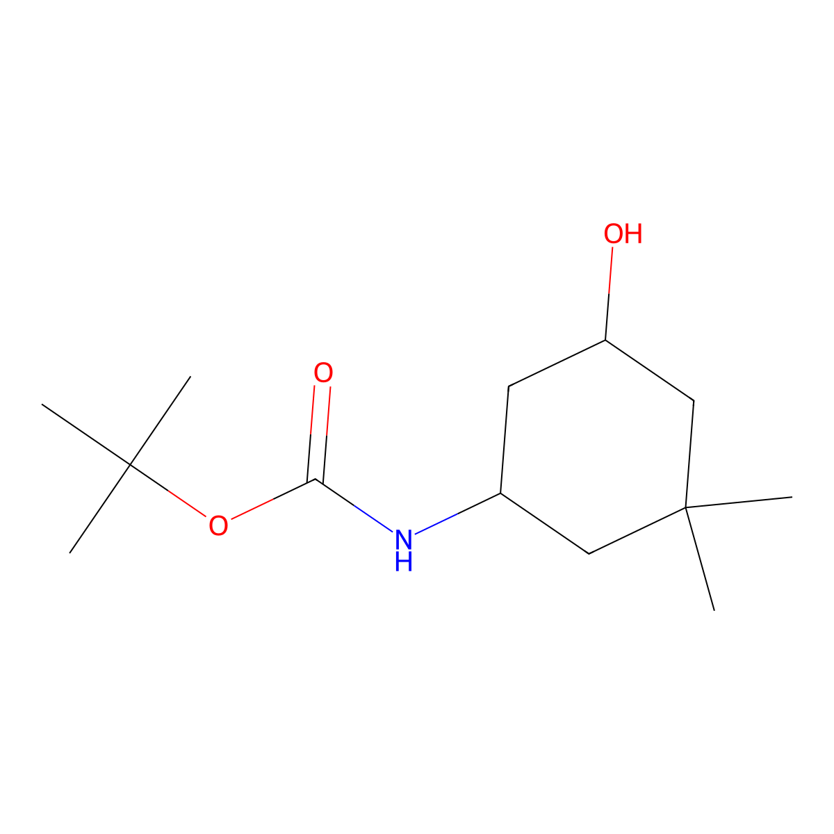rac-tert-butyl N-[(1R,5S)-5-hydroxy-3,3-dimethylcyclohexyl]carbamate molecular structure, CAS 1529782-00-0