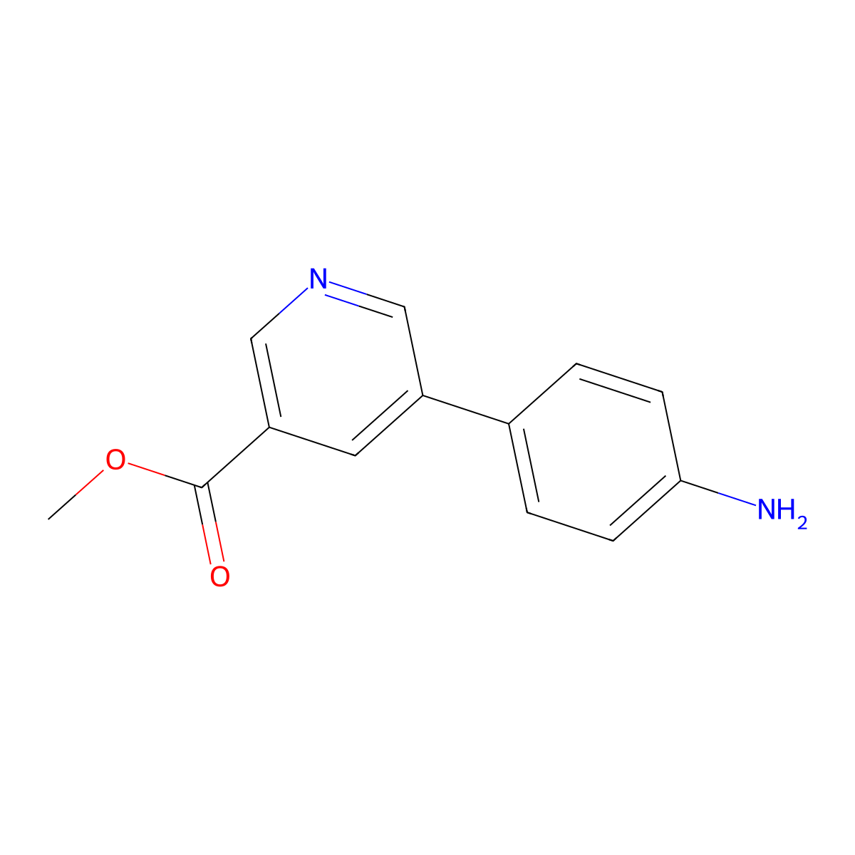 Methyl 5-(4-aminophenyl)nicotinate molecular structure, CAS 1529811-12-8