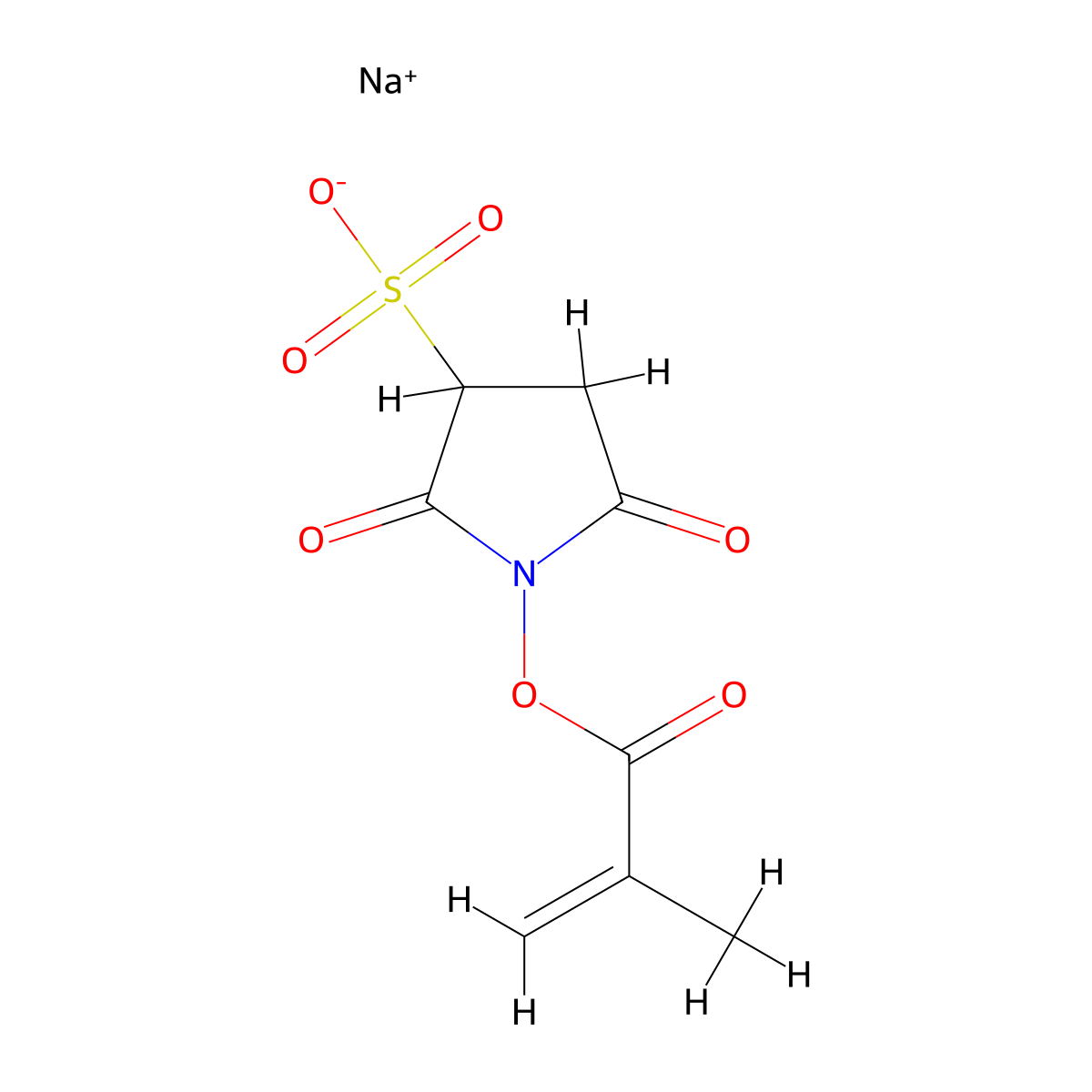 Sodium 1-(methacryloyloxy)-2,5-dioxopyrrolidine-3-sulfonate molecular structure, CAS 1529812-68-7