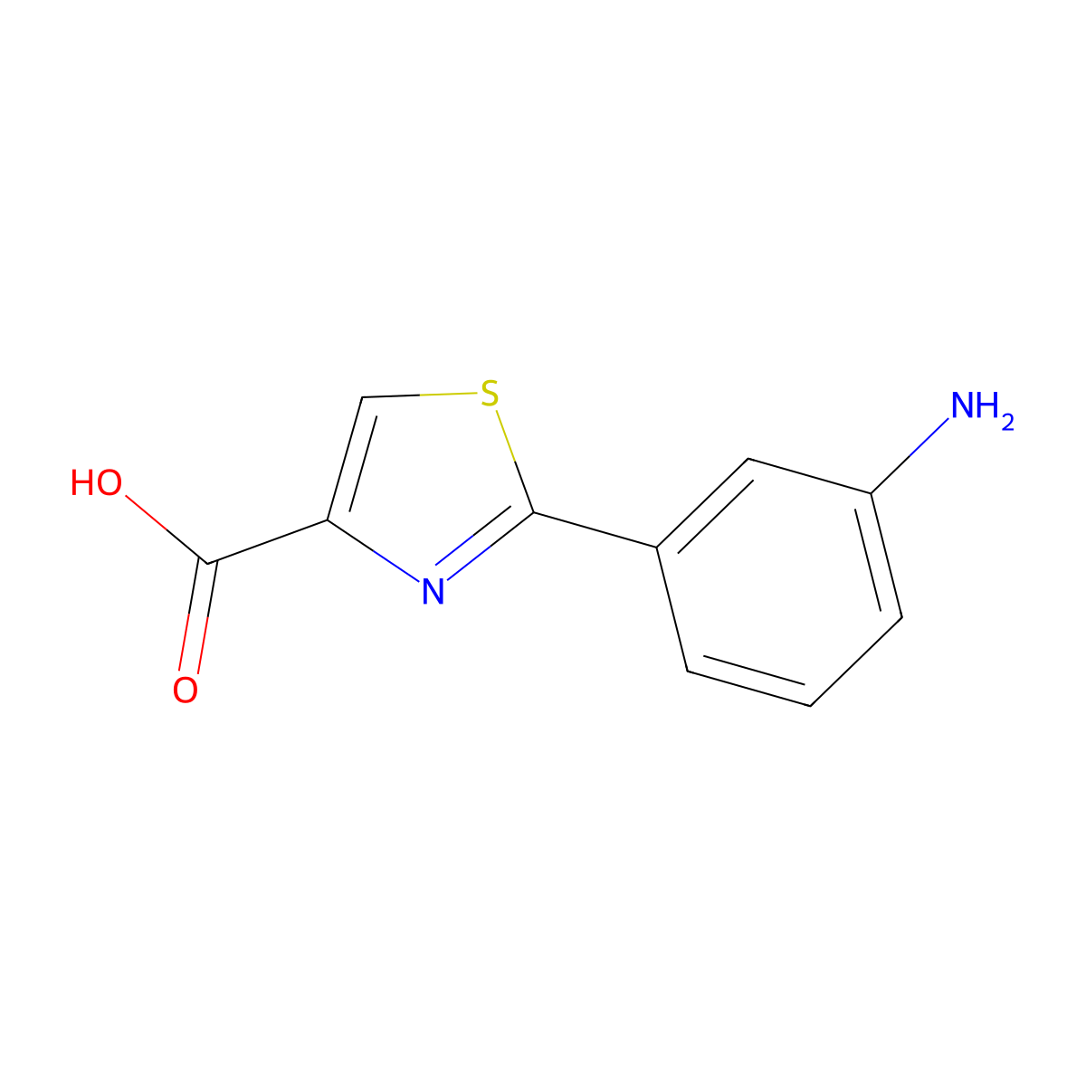 2-(3-Aminophenyl)thiazole-4-carboxylic Acid molecular structure, CAS 1529854-58-7