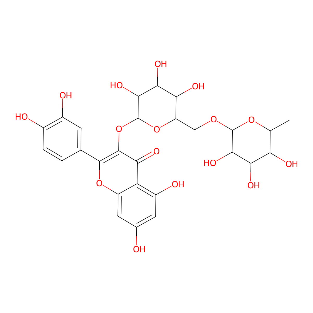 Rutin molecular structure, CAS 153-18-4