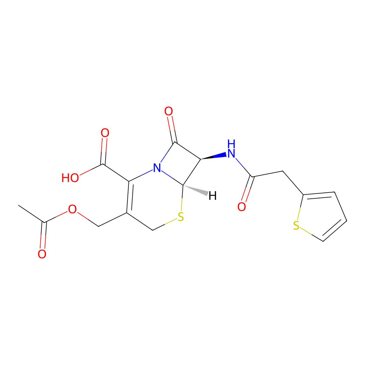 Cephalothin molecular structure, CAS 153-61-7