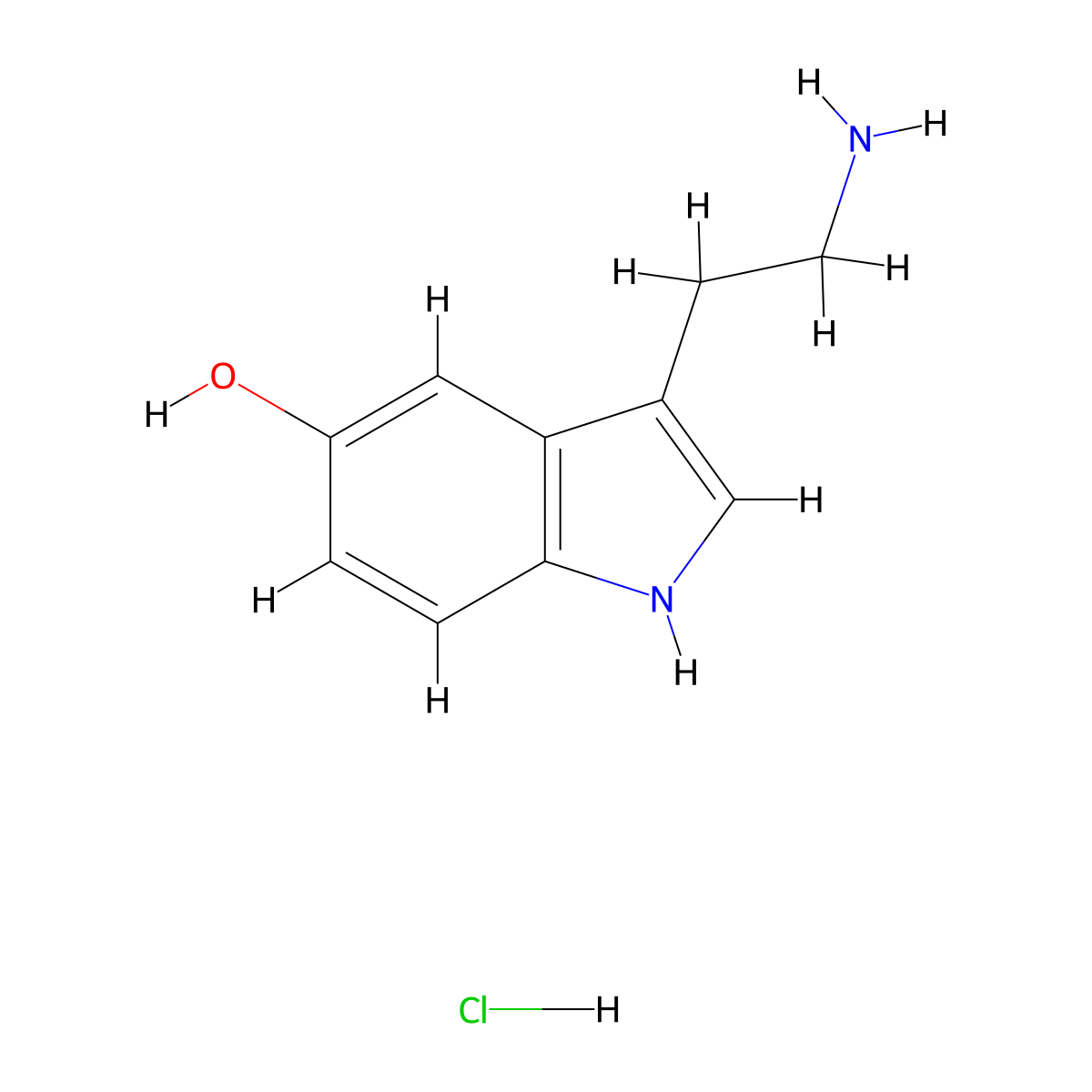 Serotonin Hydrochloride molecular structure, CAS 153-98-0