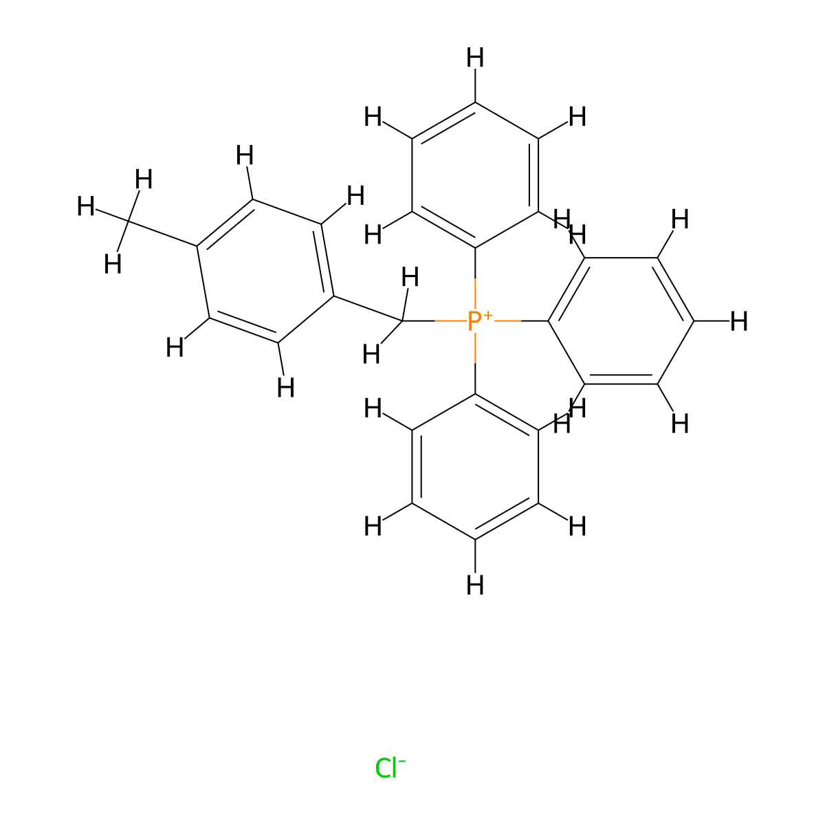 Phosphonium, ((4-methylphenyl)methyl)triphenyl-, chloride (1:1) molecular structure, CAS 1530-37-6