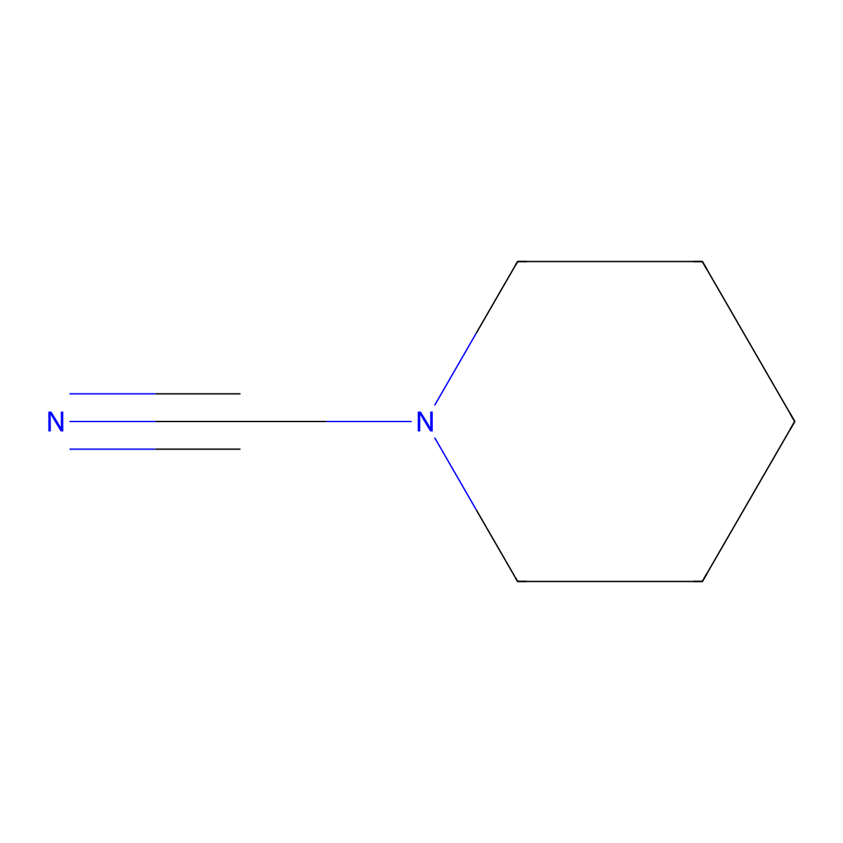 Piperidinocarbonitrile molecular structure, CAS 1530-87-6