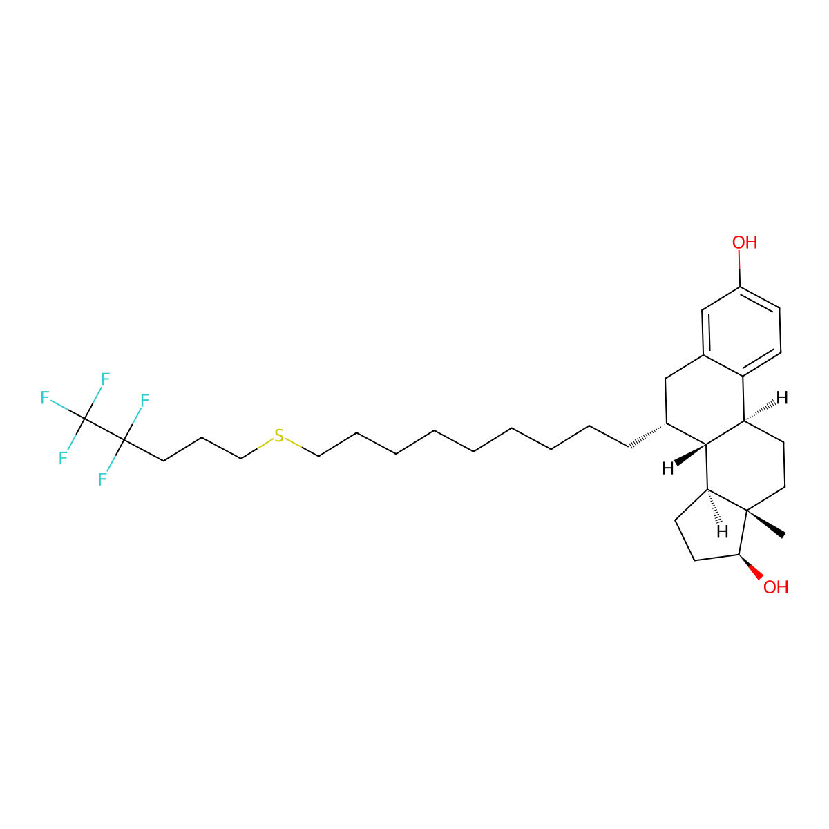 (7alpha,17beta)-7-(9-((4,4,5,5,5-Pentafluoropentyl)thio)nonyl)estra-1,3,5(10)-triene-3,17-diol molecular structure, CAS 153004-31-0