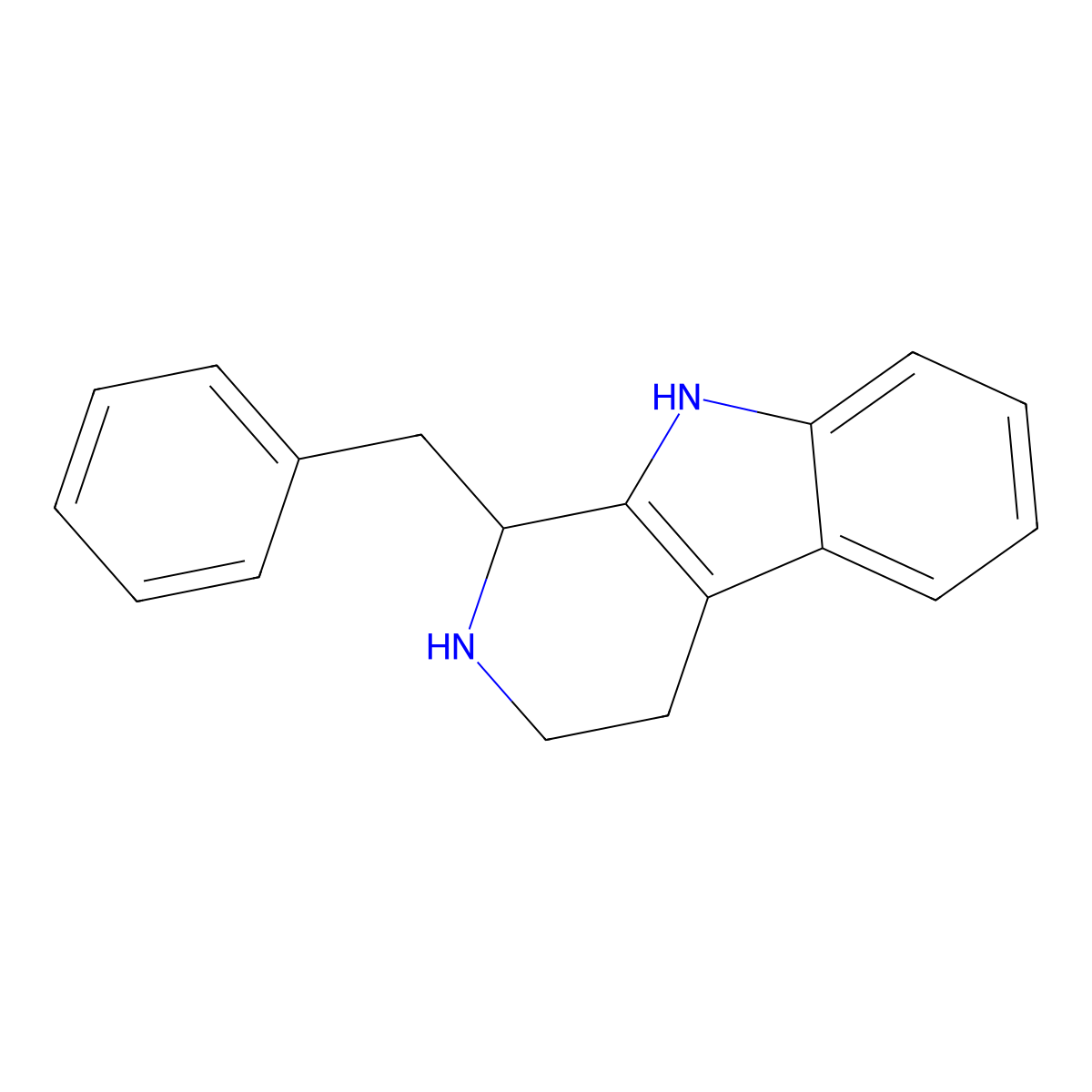 2,3,4,9-Tetrahydro-1-(phenylmethyl)-1H-pyrido(3,4-b)indole molecular structure, CAS 15301-68-5
