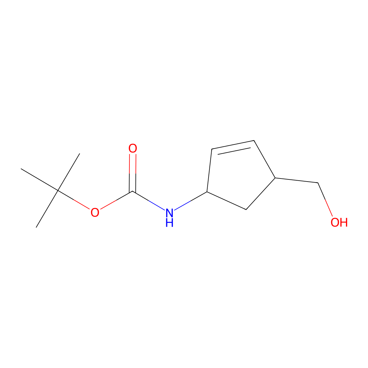 Tert-butyl (1s,4r)-4-(hydroxymethyl)cyclopent-2-enylcarbamate molecular structure, CAS 153011-43-9