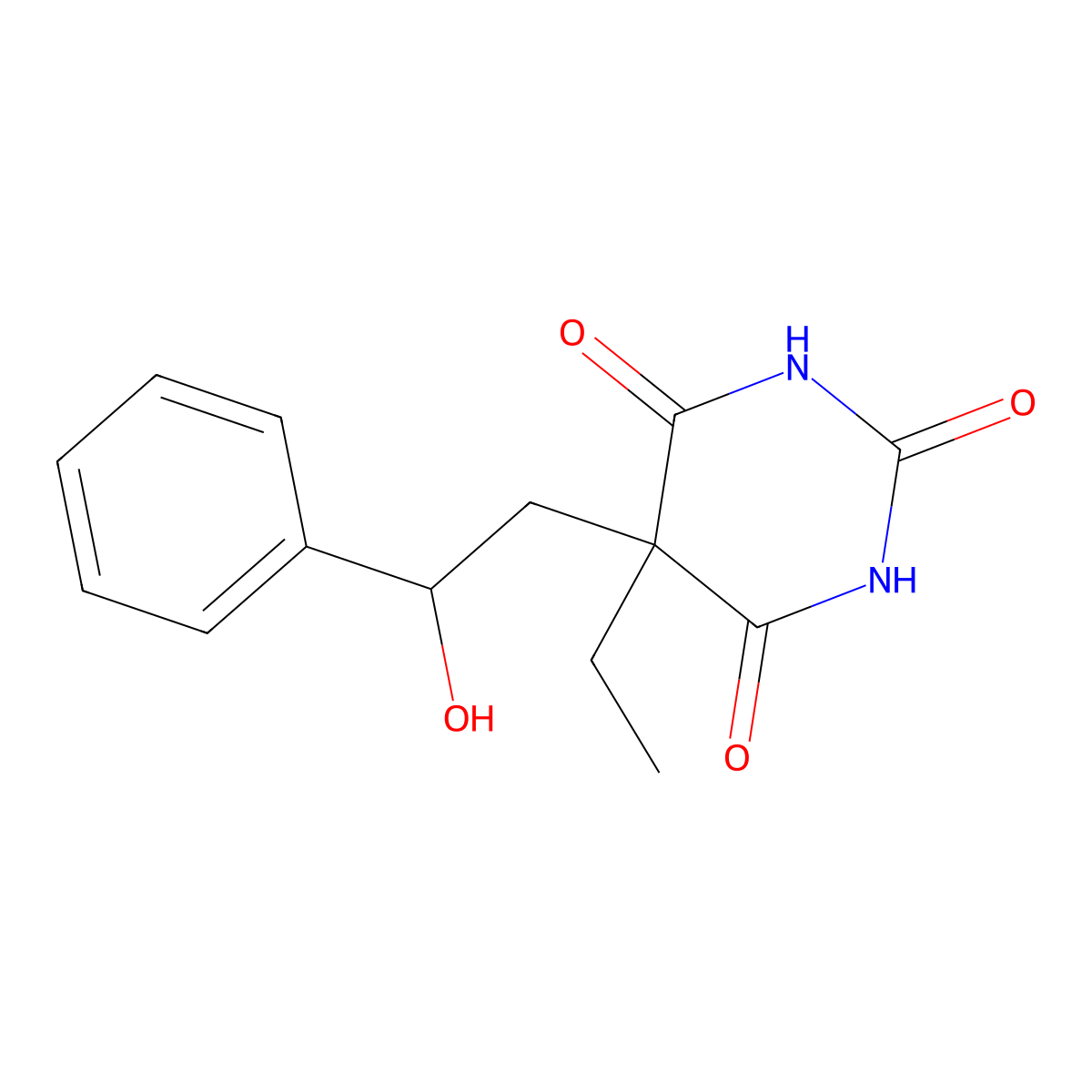 Barbituric acid, 5-ethyl-5-(beta-hydroxyphenethyl)- molecular structure, CAS 15302-82-6