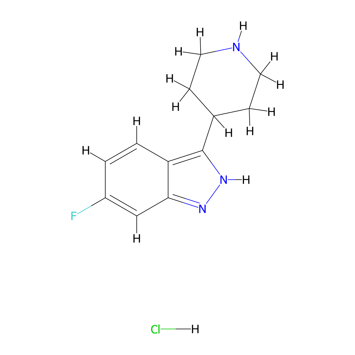 6-Fluoro-3-(piperidin-4-yl)-1H-indazole hydrochloride molecular structure, CAS 153025-27-5