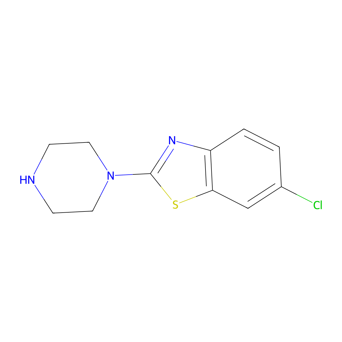 6-Chloro-2-(piperazin-1-yl)-1,3-benzothiazole molecular structure, CAS 153025-29-7