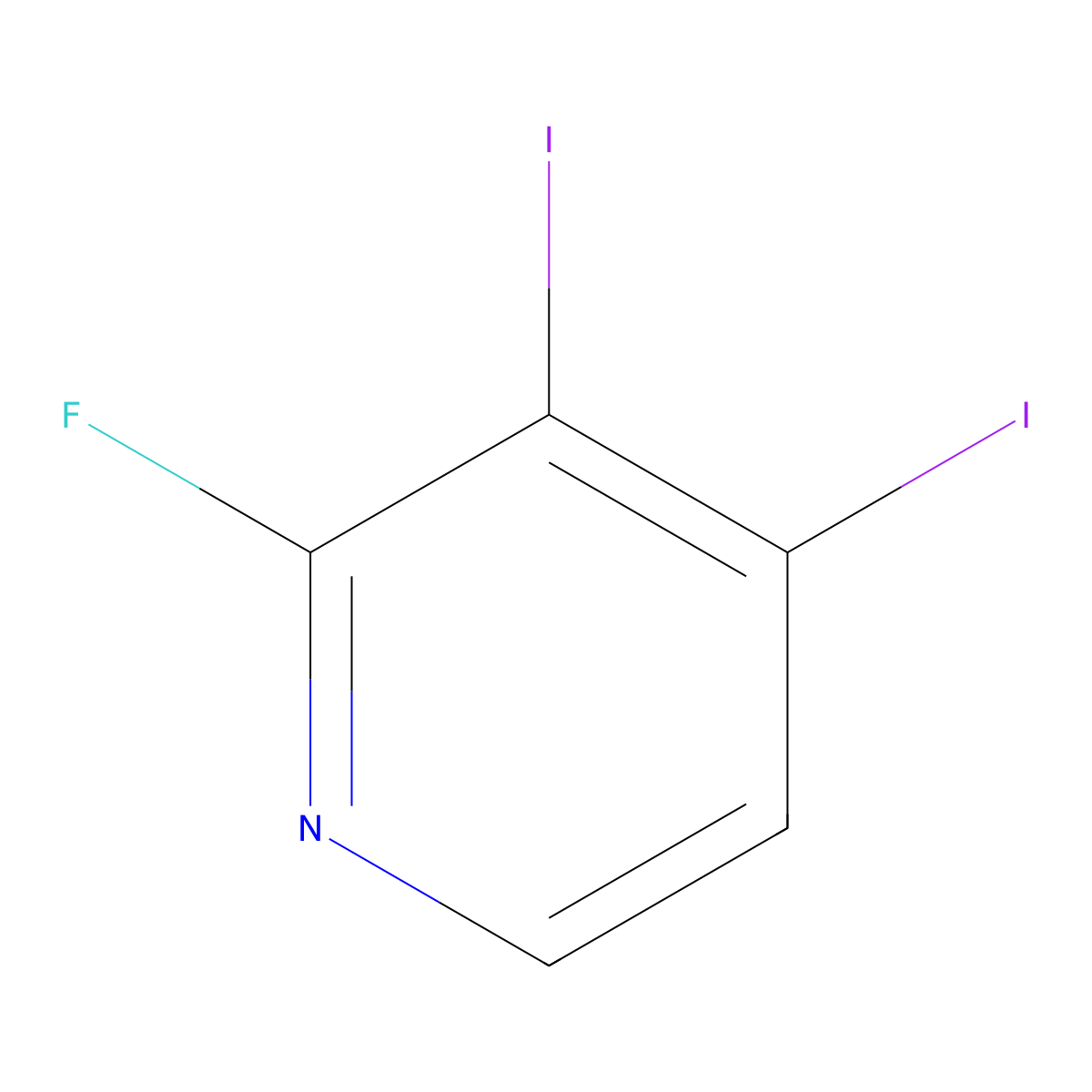 2-Fluoro-3,4-diiodopyridine molecular structure, CAS 153034-83-4