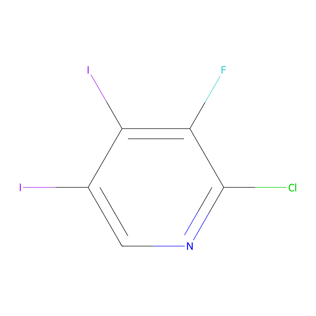 Pyridine, 2-chloro-3-fluoro-4,5-diiodo- molecular structure, CAS 153035-02-0