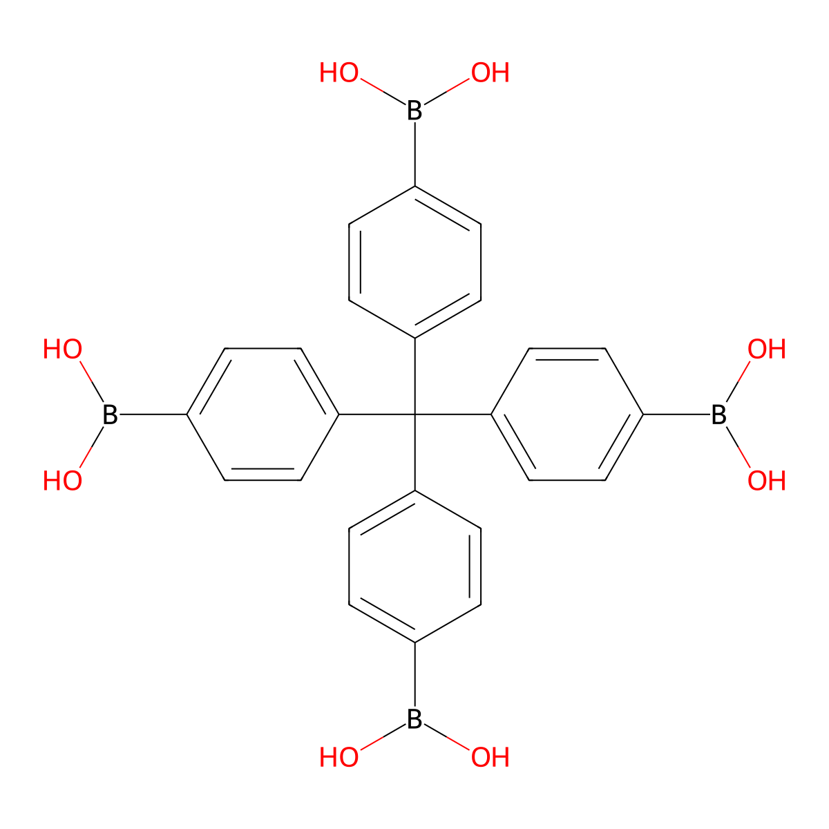 Tetra(4-hydroxy-borylphenyl)methane molecular structure, CAS 153035-55-3