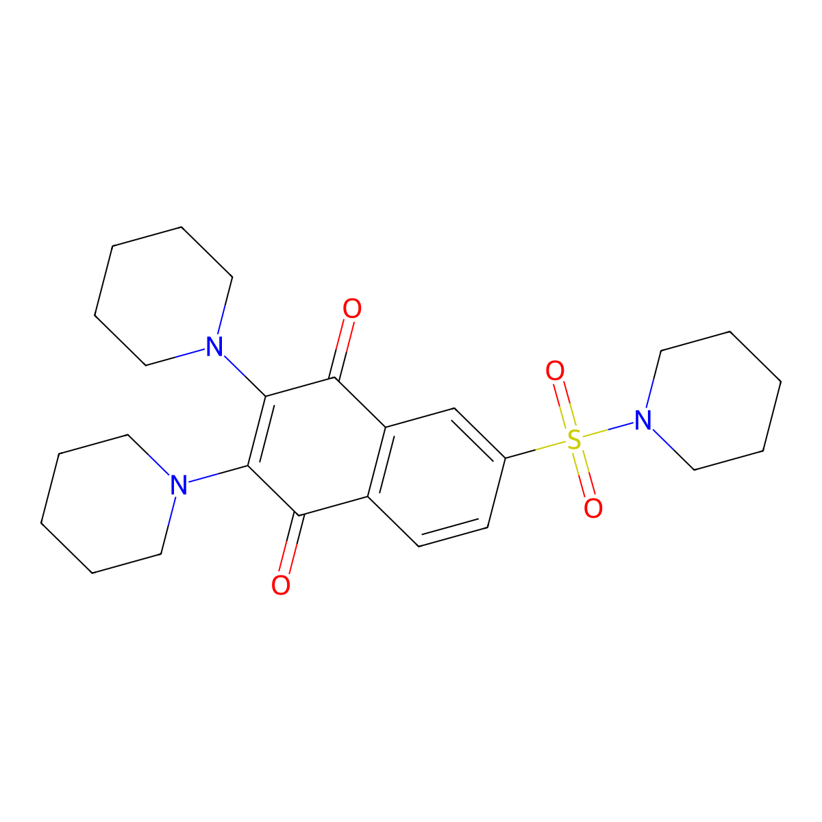 2,3-Di-1-piperidinyl-6-(1-piperidinylsulfonyl)-1,4-naphthalenedione molecular structure, CAS 153037-59-3