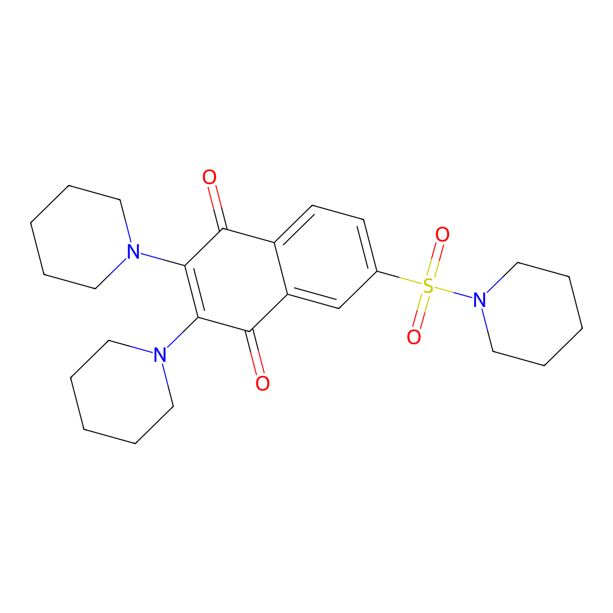 2,3-Di-1-piperidinyl-6-(1-piperidinylsulfonyl)-1,4-naphthalenedione molecular structure, CAS 153037-59-3