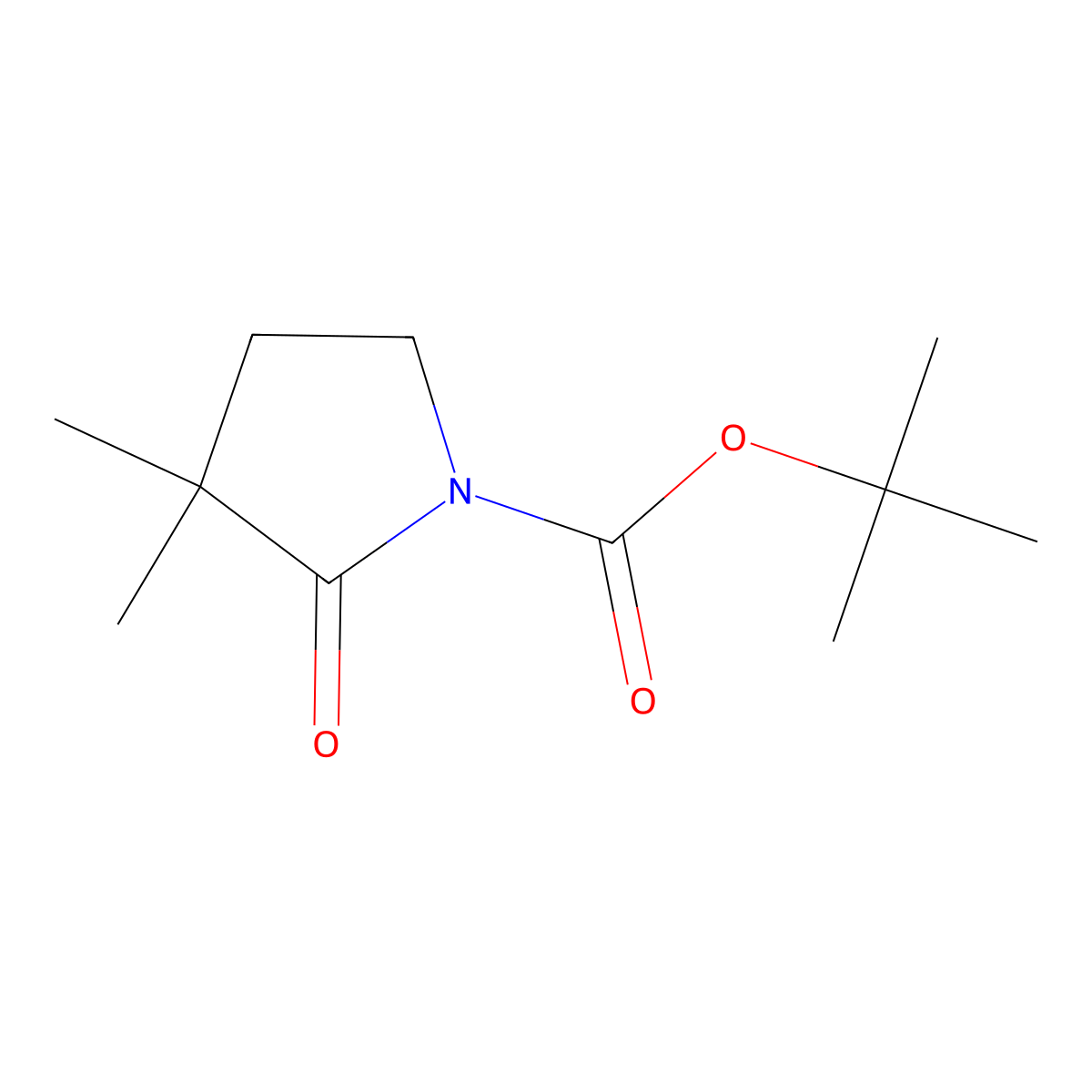 Tert-butyl 3,3-dimethyl-2-oxopyrrolidine-1-carboxylate molecular structure, CAS 153039-16-8