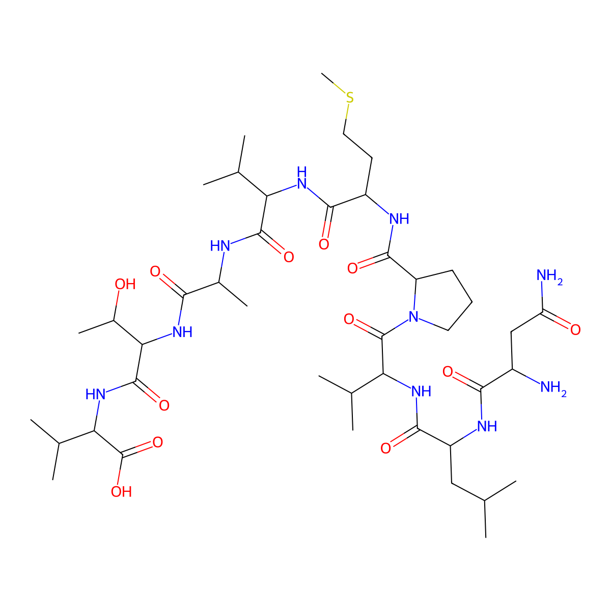 H-Asn-Leu-Val-Pro-Met-Val-Ala-Thr-Val-OH molecular structure, CAS 153045-21-7