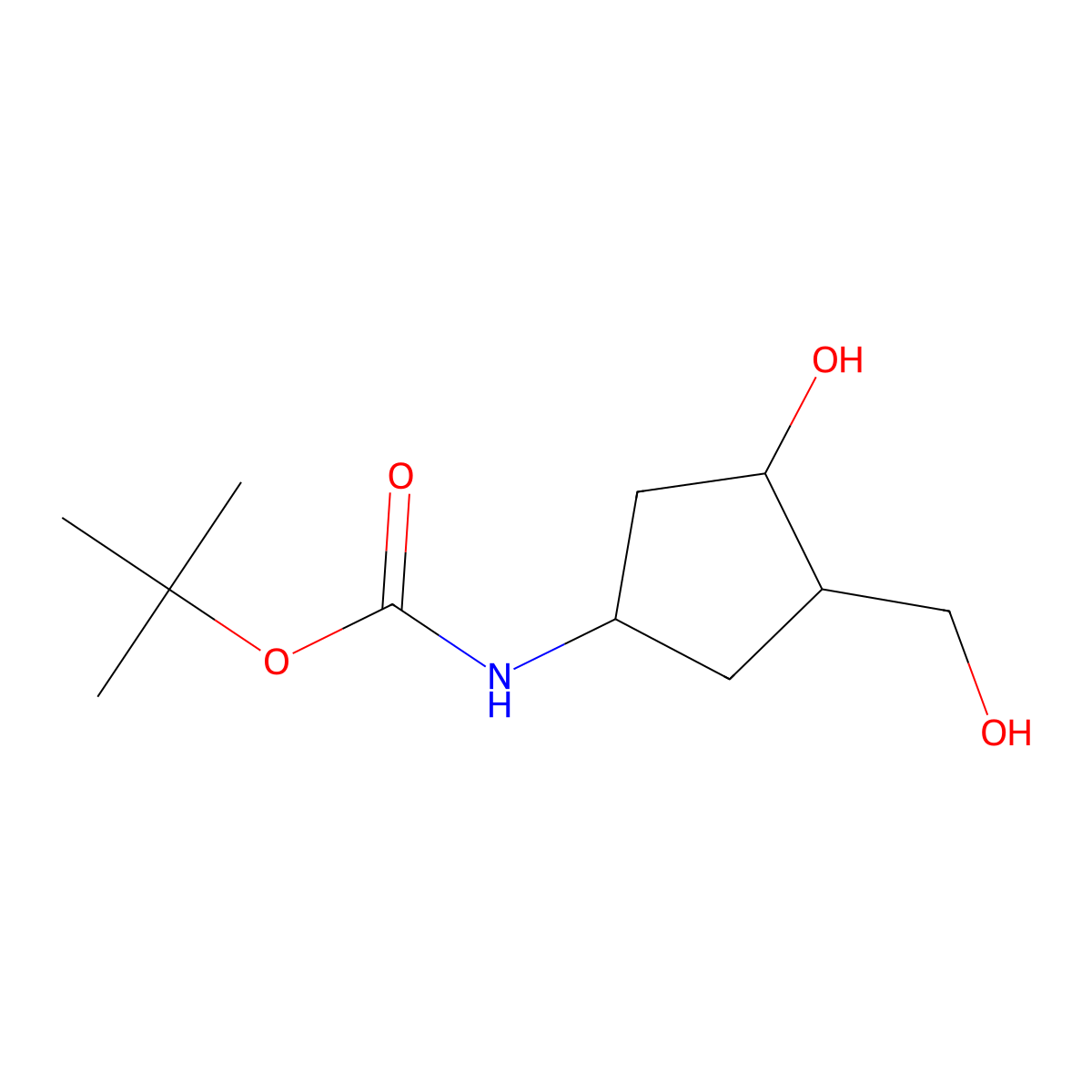 tert-Butyl ((1R,3S,4R)-3-hydroxy-4-(hydroxymethyl)cyclopentyl)carbamate molecular structure, CAS 153045-91-1