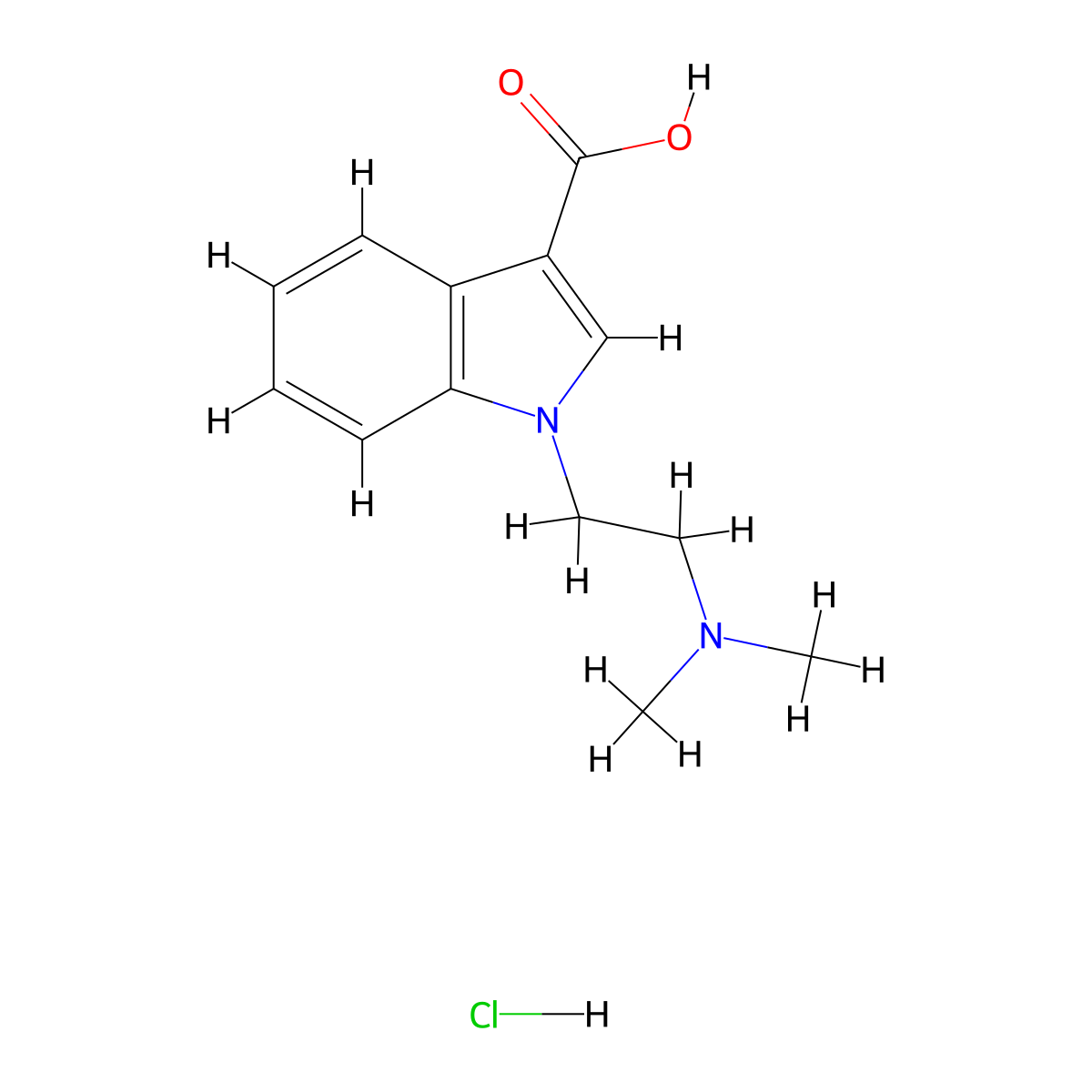 1-(2-(dimethylamino)ethyl)-1H-indole-3-carboxylic acid hydrochloride molecular structure, CAS 153050-74-9