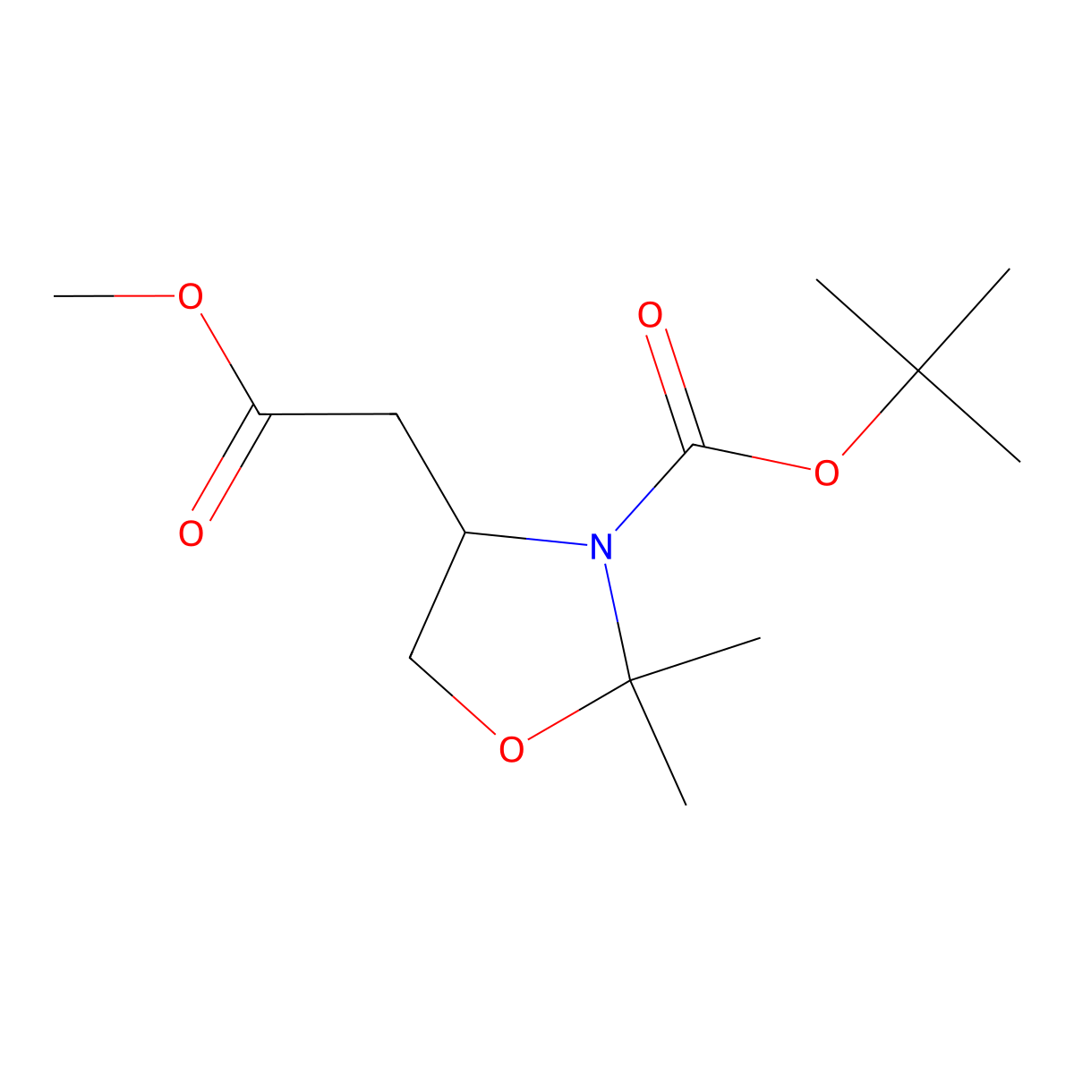 tert-butyl (4R)-4-(2-methoxy-2-oxo-ethyl)-2,2-dimethyl-oxazolidine-3-carboxylate molecular structure, CAS 153053-18-0