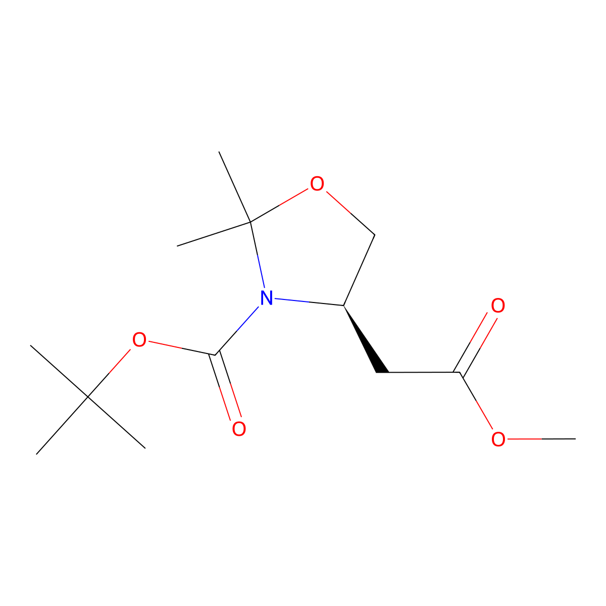 tert-butyl (4R)-4-(2-methoxy-2-oxo-ethyl)-2,2-dimethyl-oxazolidine-3-carboxylate molecular structure, CAS 153053-18-0
