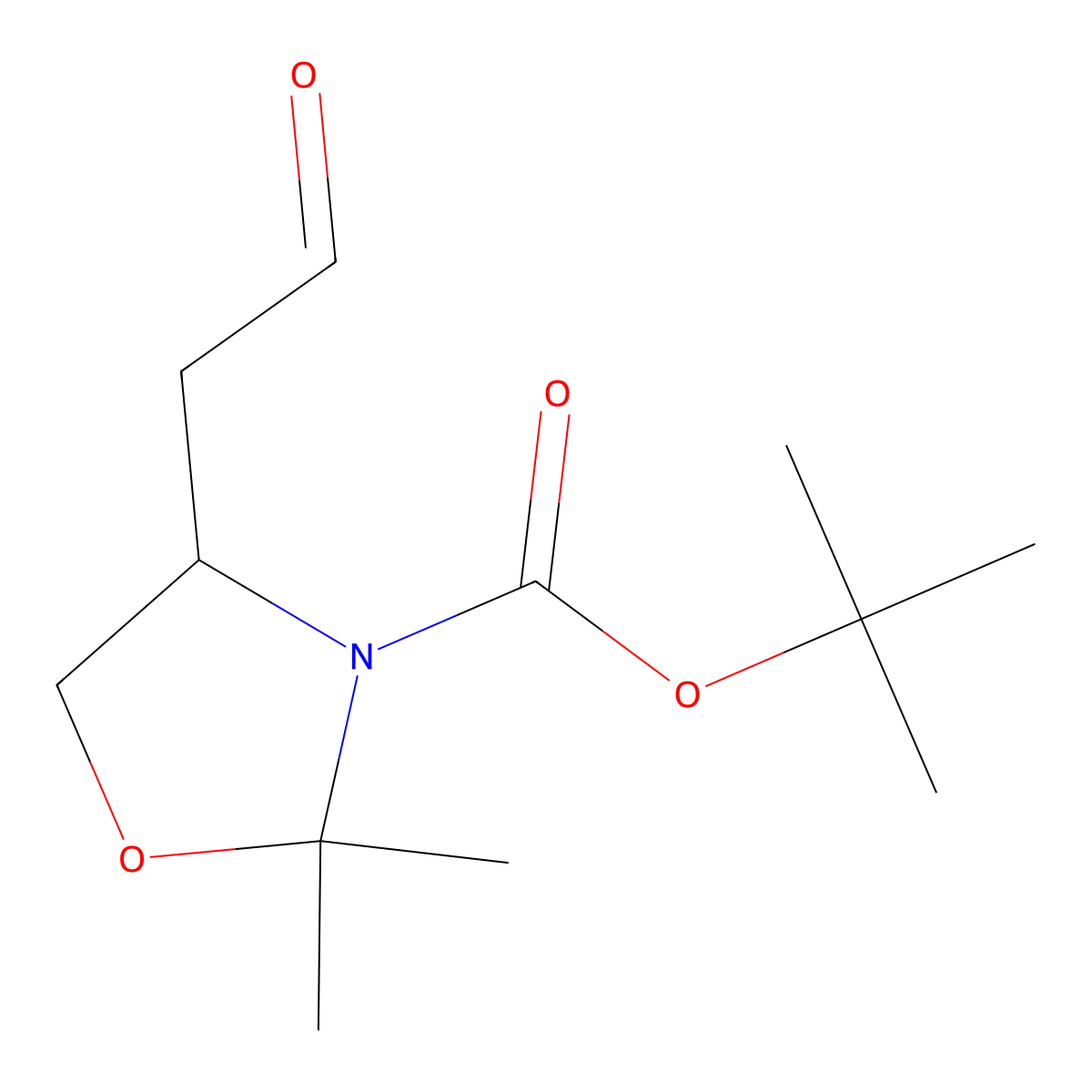 (R)-Tert-butyl 2,2-dimethyl-4-(2-oxoethyl)oxazolidine-3-carboxylate molecular structure, CAS 153053-19-1