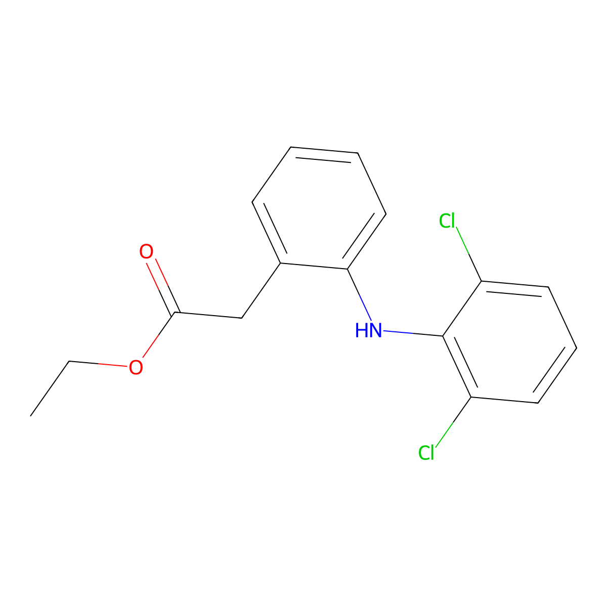Diclofenac Ethyl Ester molecular structure, CAS 15307-77-4