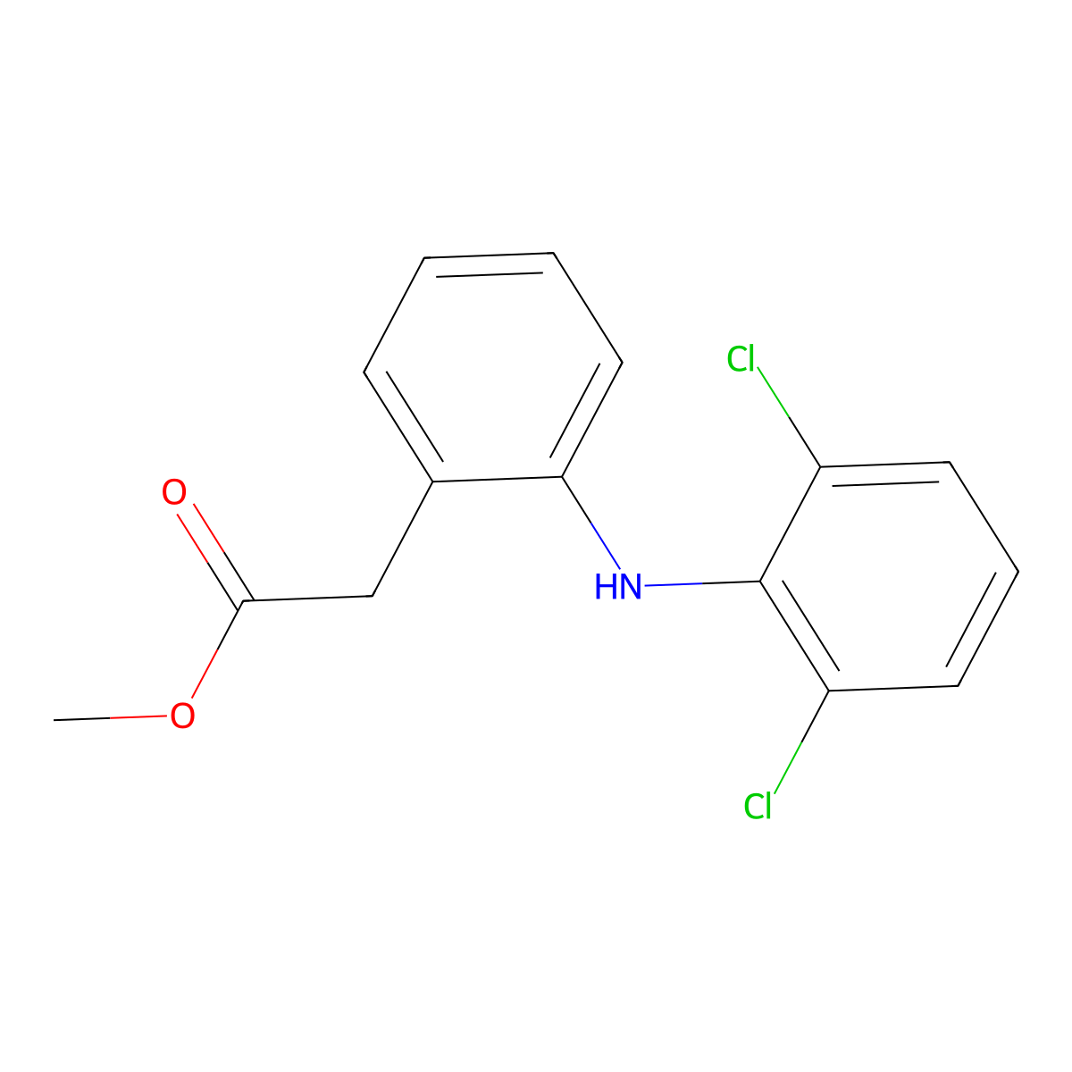 Diclofenac methyl ester molecular structure, CAS 15307-78-5
