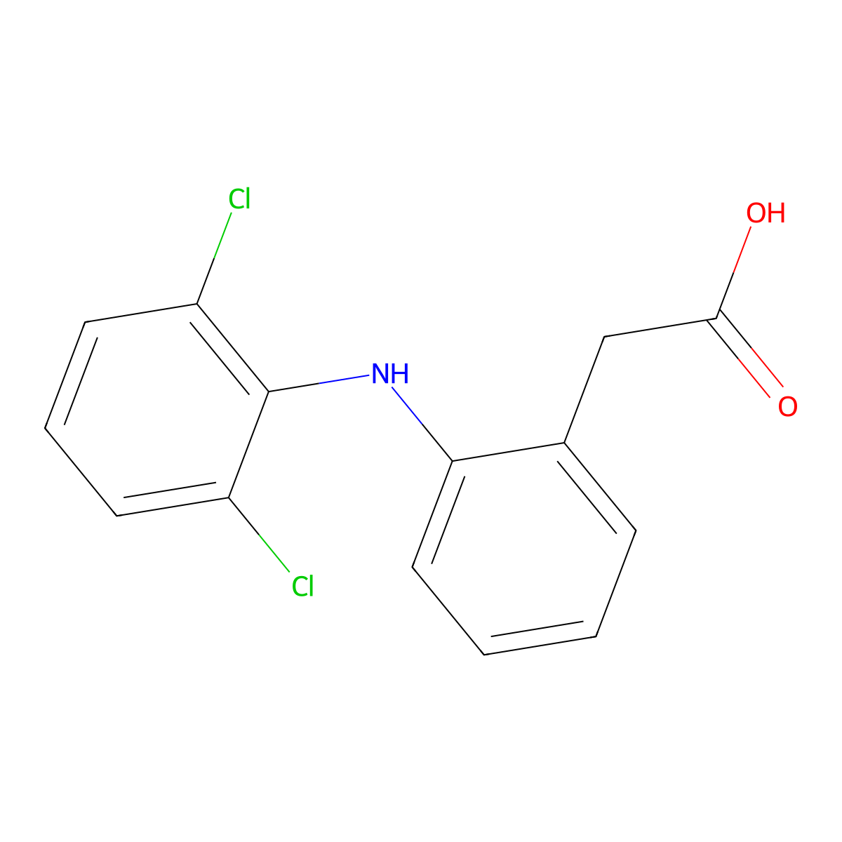 Diclofenac molecular structure, CAS 15307-86-5