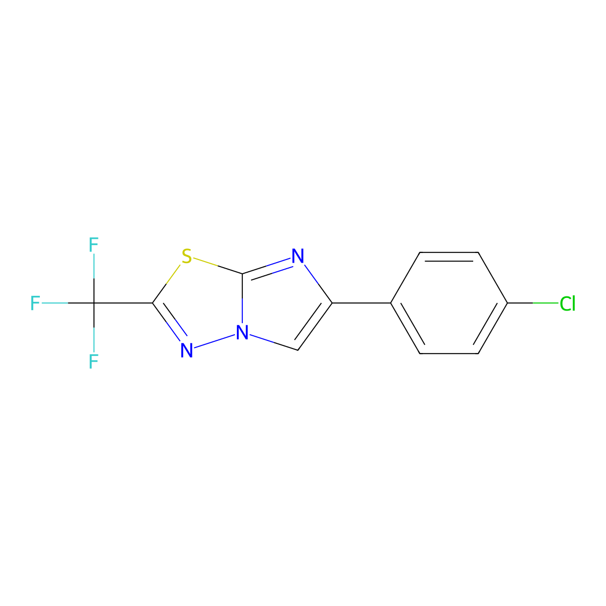 6-(4-Chlorophenyl)-2-(trifluoromethyl)imidazo[2,1-b][1,3,4]thiadiazole molecular structure, CAS 153073-99-5