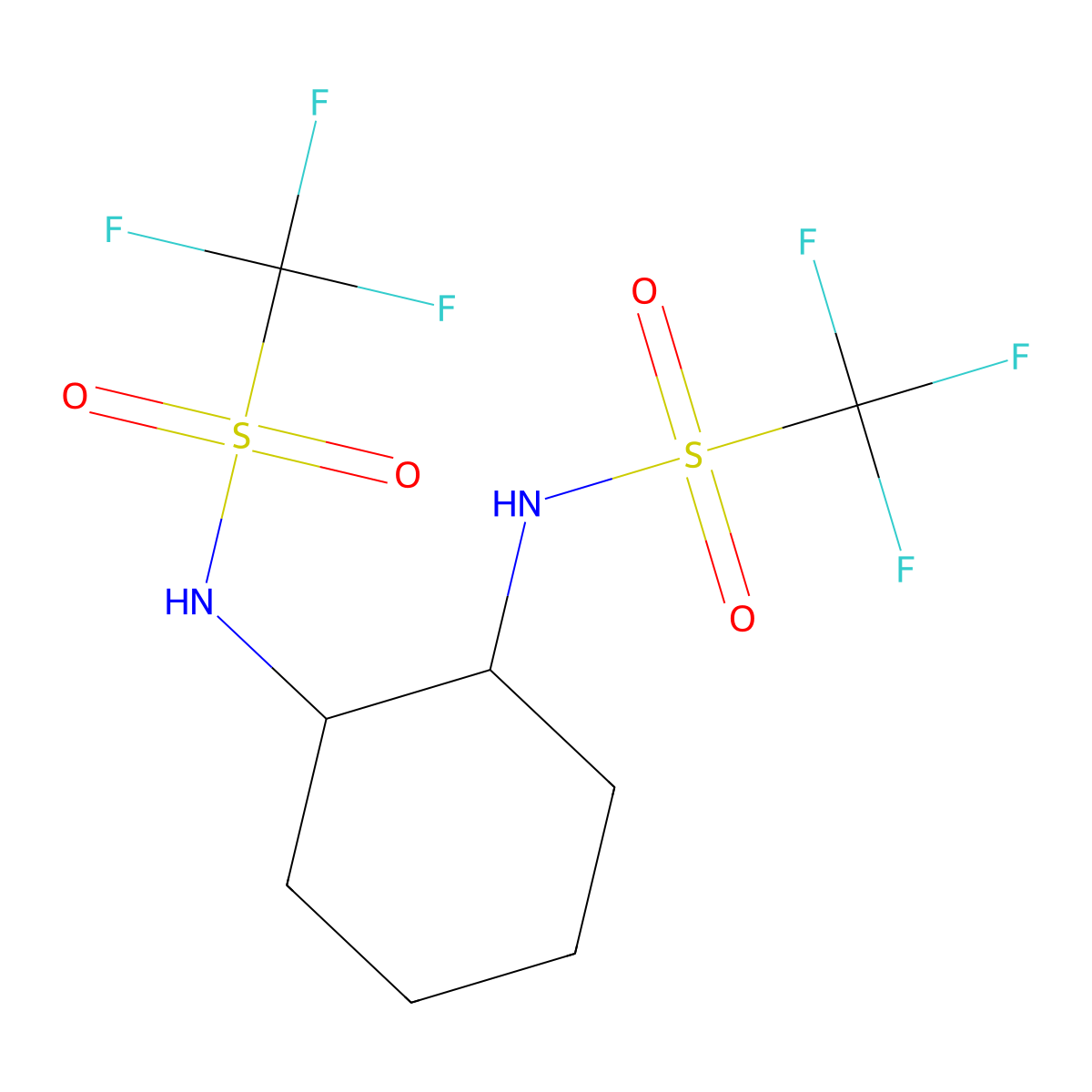 Methanesulfonamide,N,N'-(1R,2R)-1,2-cyclohexanediylbis[1,1,1-trifluoro- molecular structure, CAS 153077-87-3