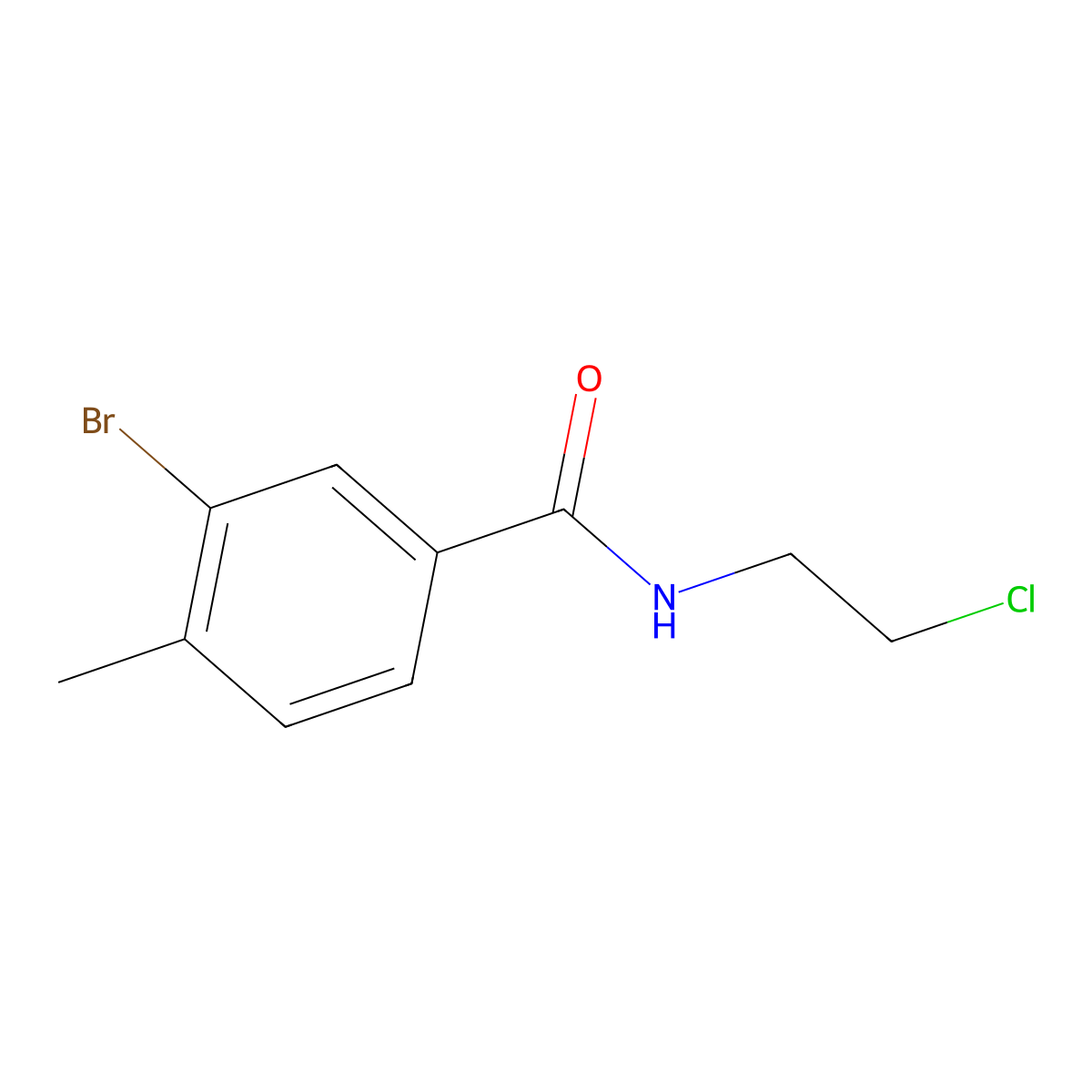 3-bromo-N-(2-chloroethyl)-4-methylbenzamide molecular structure, CAS 1530779-37-3