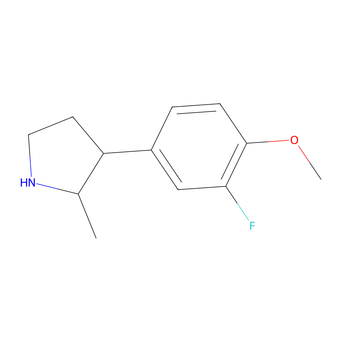 3-(3-Fluoro-4-methoxyphenyl)-2-methylpyrrolidine molecular structure, CAS 1530789-95-7