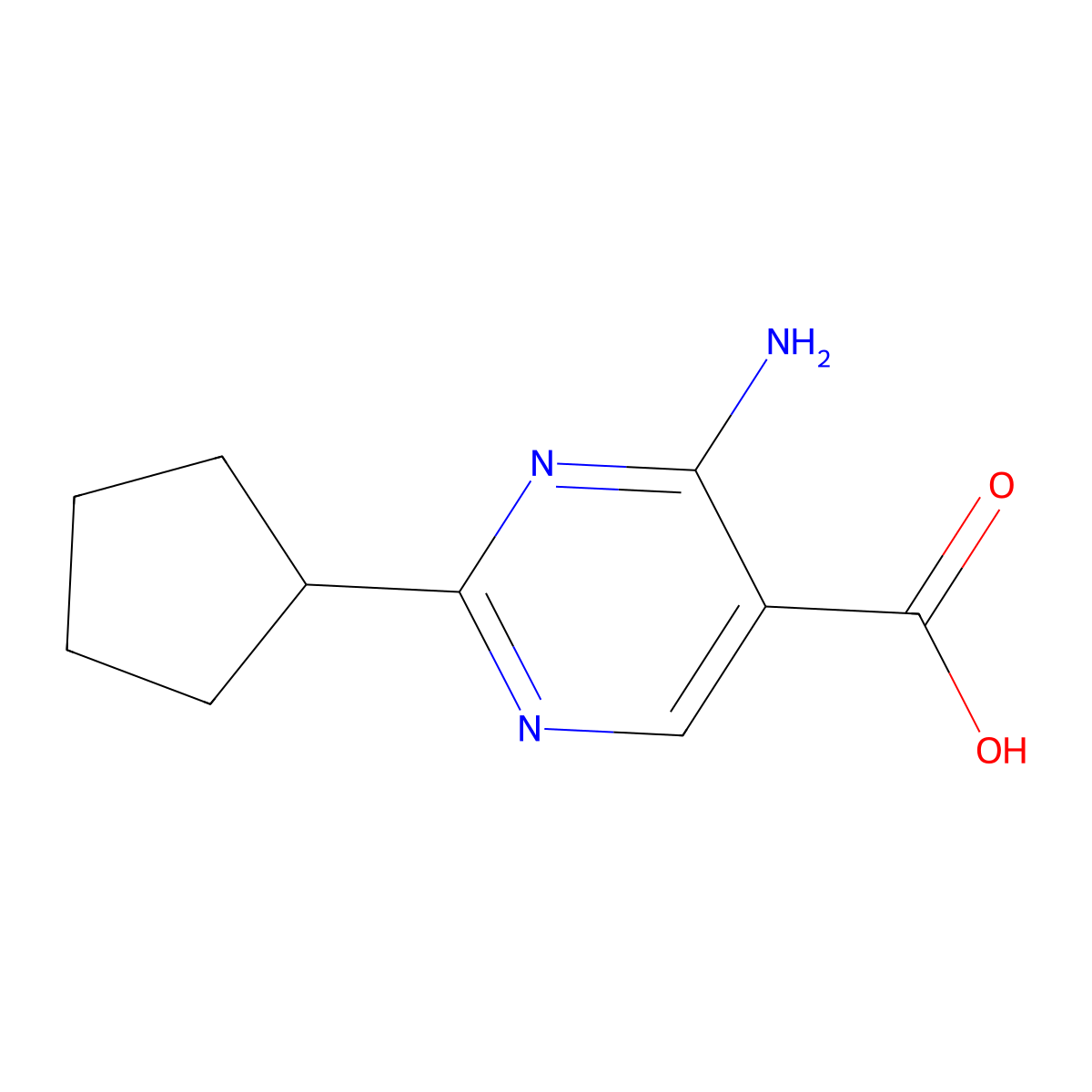 4-Amino-2-cyclopentylpyrimidine-5-carboxylic acid molecular structure, CAS 1530799-71-3