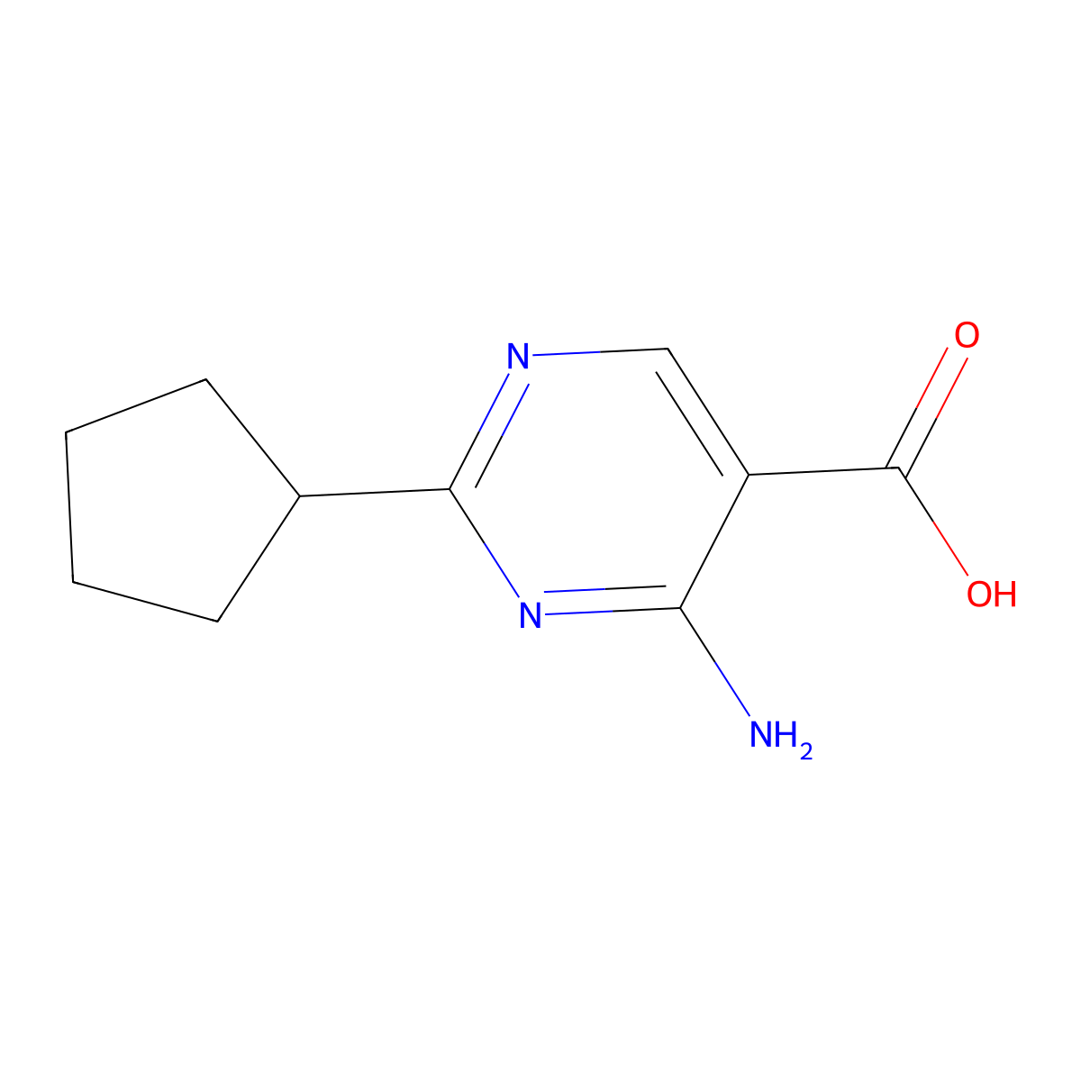 4-Amino-2-cyclopentylpyrimidine-5-carboxylic acid molecular structure, CAS 1530799-71-3