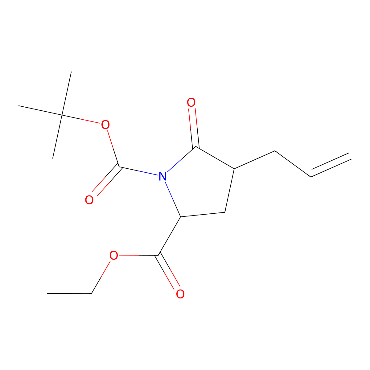 (2S,4R)-1-tert-butyl 2-ethyl 4-allyl-5-oxopyrrolidine-1,2-dicarboxylate molecular structure, CAS 153080-81-0