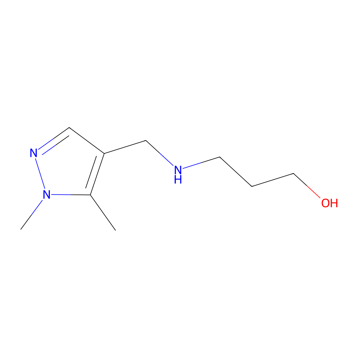 3-{[(1,5-dimethyl-1H-pyrazol-4-yl)methyl]amino}propan-1-ol molecular structure, CAS 1530811-03-0