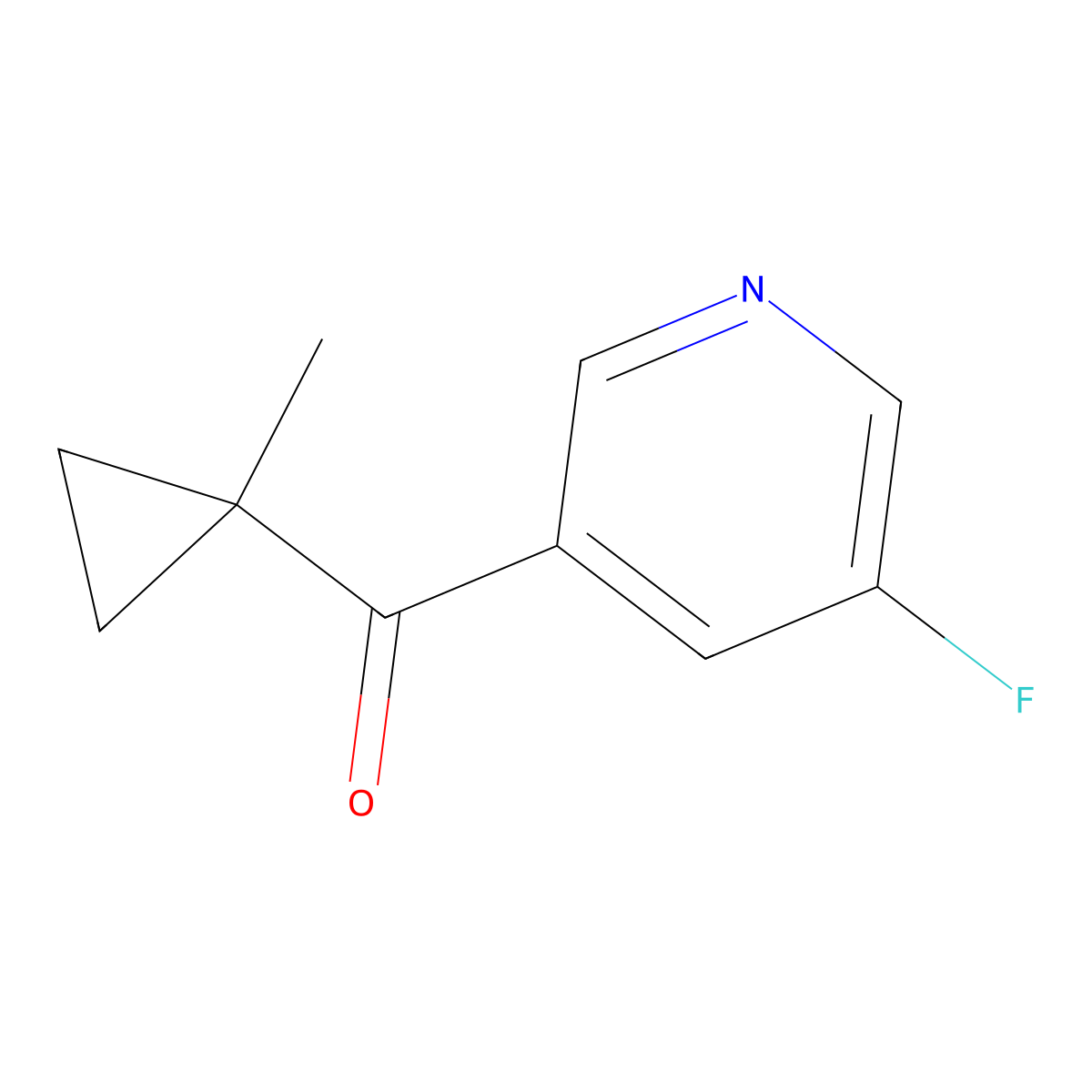 3-Fluoro-5-(1-methylcyclopropanecarbonyl)pyridine molecular structure, CAS 1530825-00-3