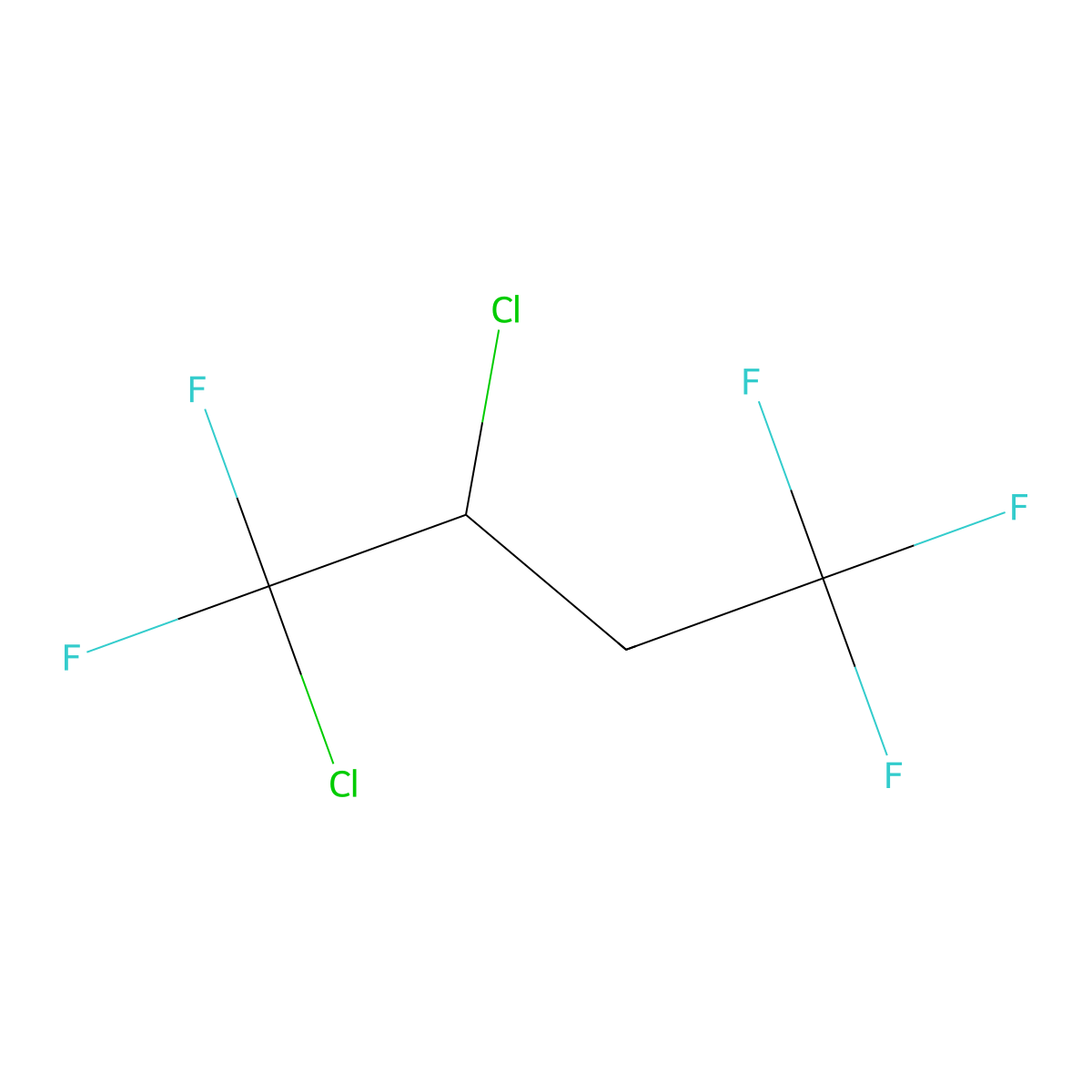 1,2-Dichloro-1,1,4,4,4-pentafluorobutane molecular structure, CAS 153083-94-4