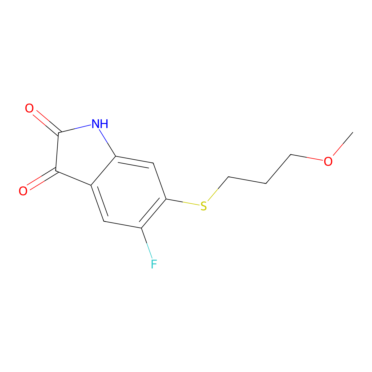 5-fluoro-6-[(3-methoxypropyl)sulfanyl]-2,3-dihydro-1H-indole-2,3-dione molecular structure, CAS 1530830-33-1