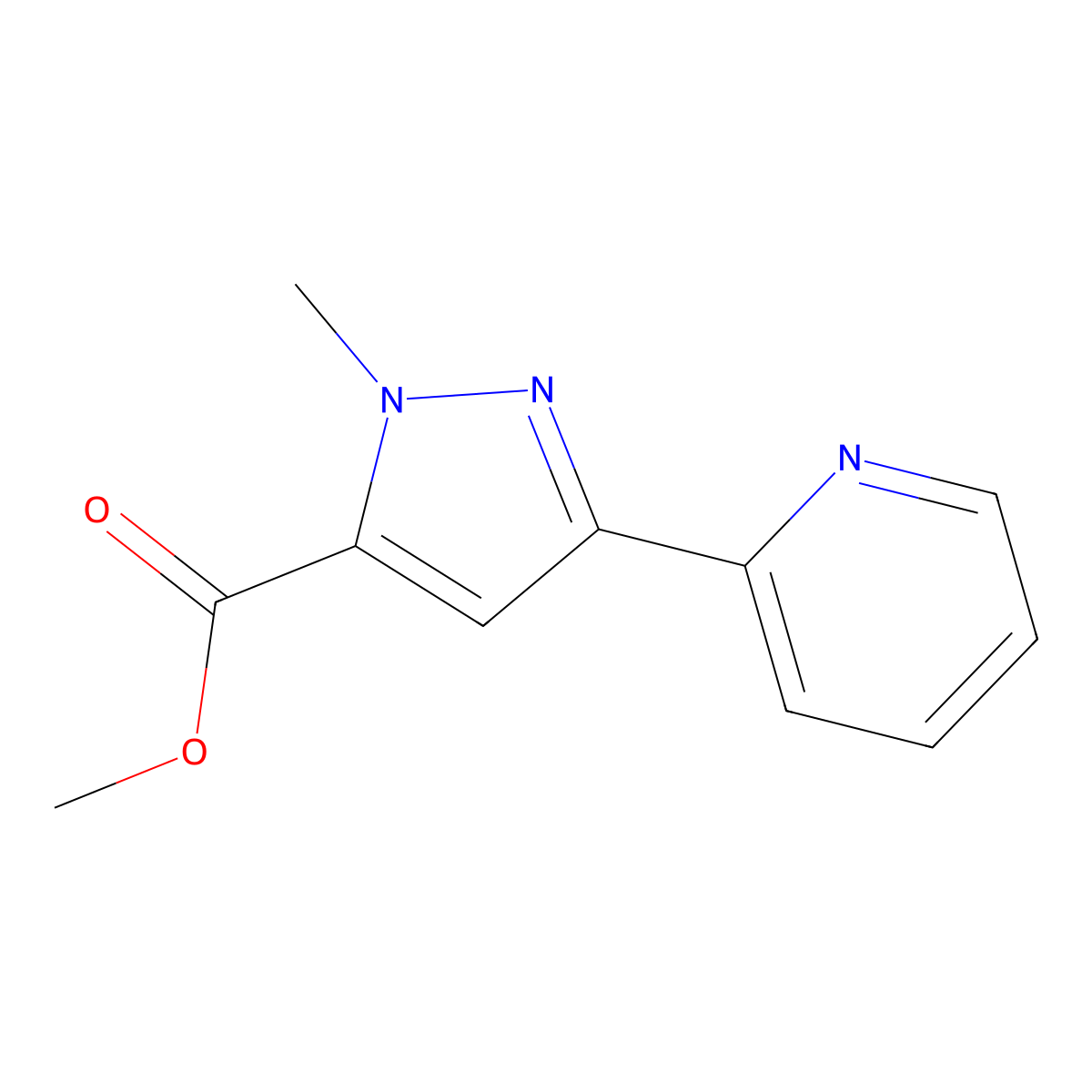 methyl 1-methyl-3-(pyridin-2-yl)-1H-pyrazole-5-carboxylate molecular structure, CAS 1530832-03-1