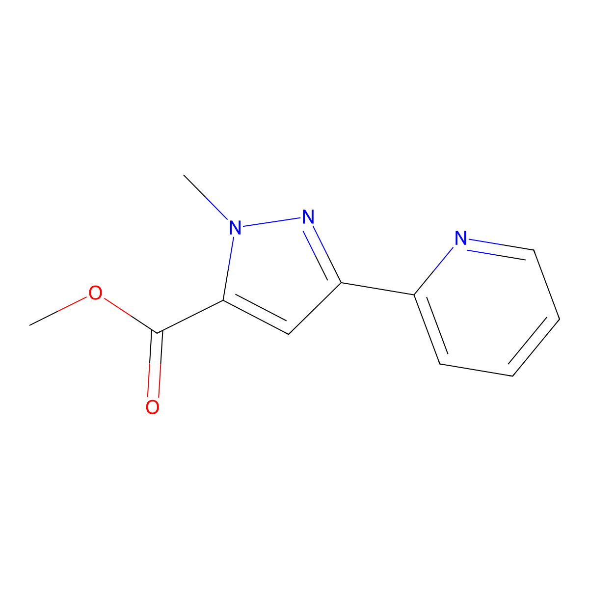 methyl 1-methyl-3-(pyridin-2-yl)-1H-pyrazole-5-carboxylate molecular structure, CAS 1530832-03-1