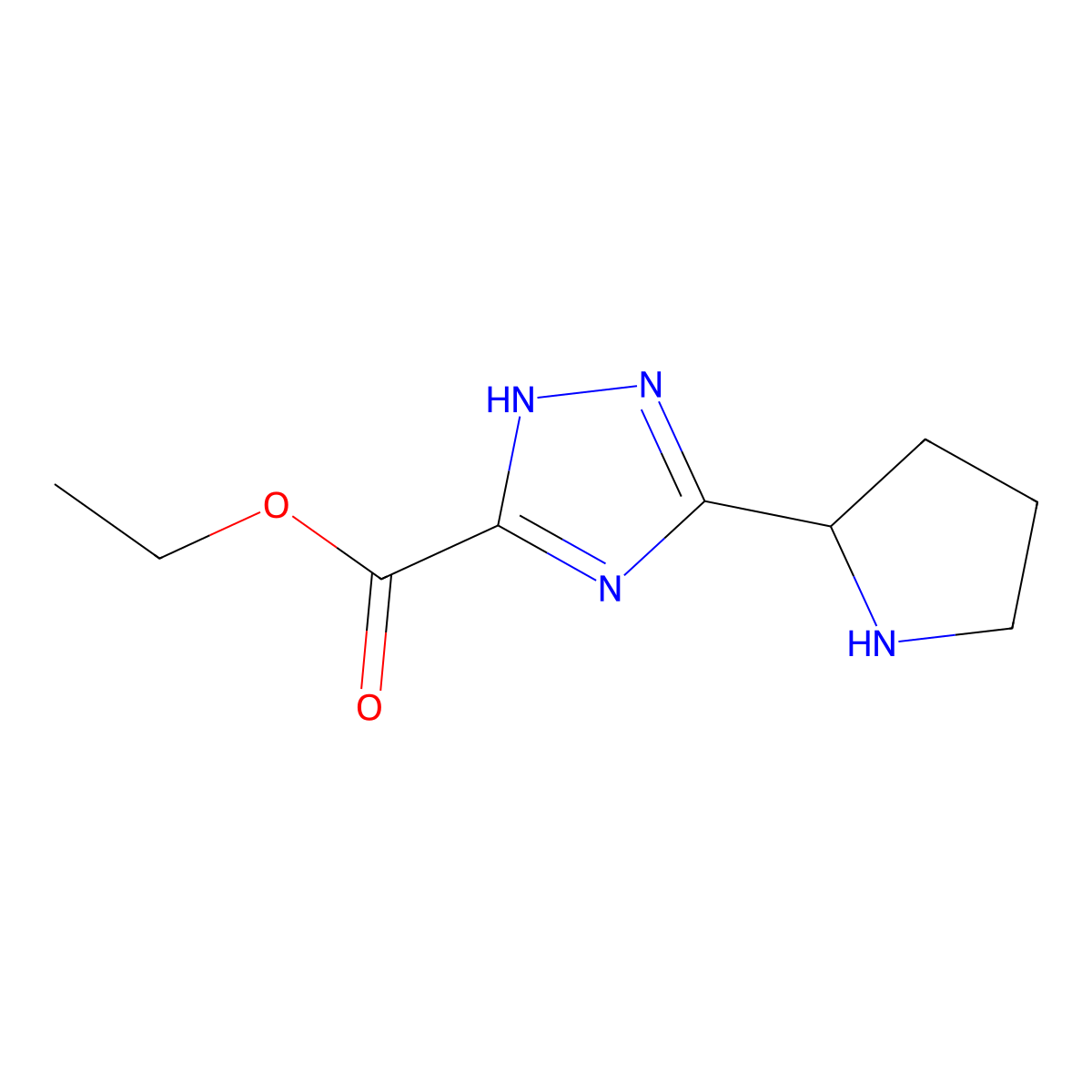 ethyl 3-(pyrrolidin-2-yl)-1H-1,2,4-triazole-5-carboxylate molecular structure, CAS 1530839-86-1