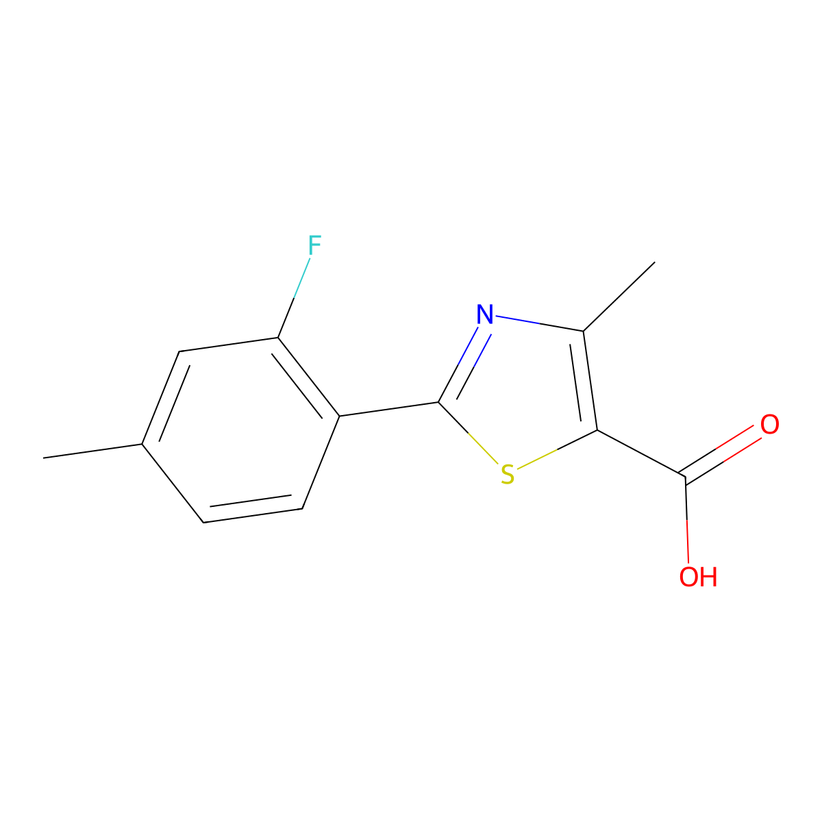 2-(2-Fluoro-4-methylphenyl)-4-methylthiazole-5-carboxylic acid molecular structure, CAS 1530877-11-2