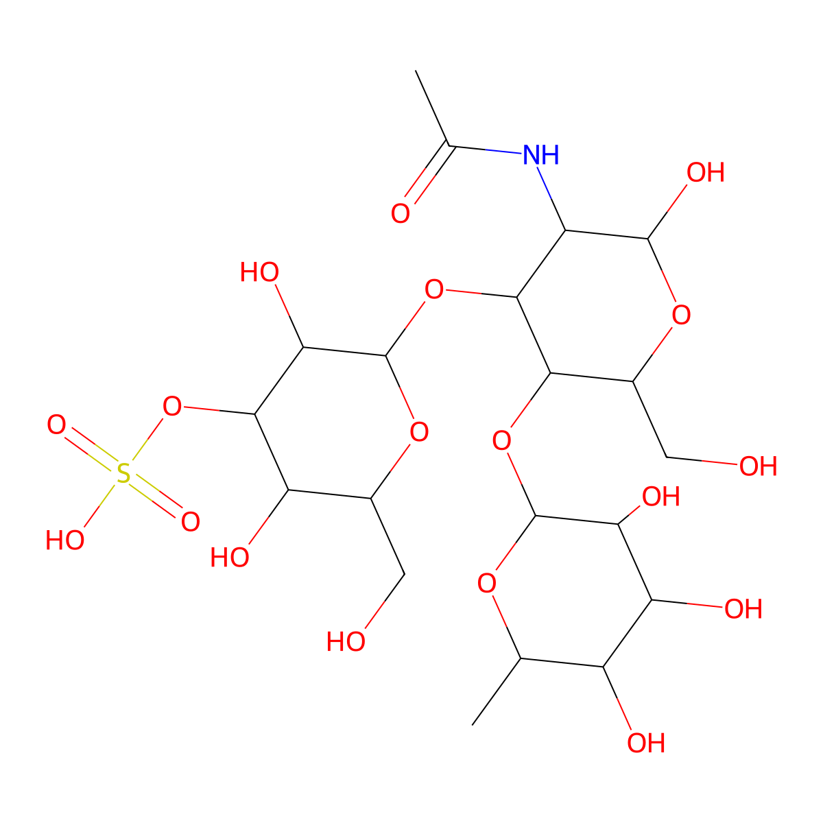 alpha-L-Fucp-(1->4)-(beta-D-Galp3S-(1->3))-beta-D-GlcpNAc molecular structure, CAS 153088-71-2