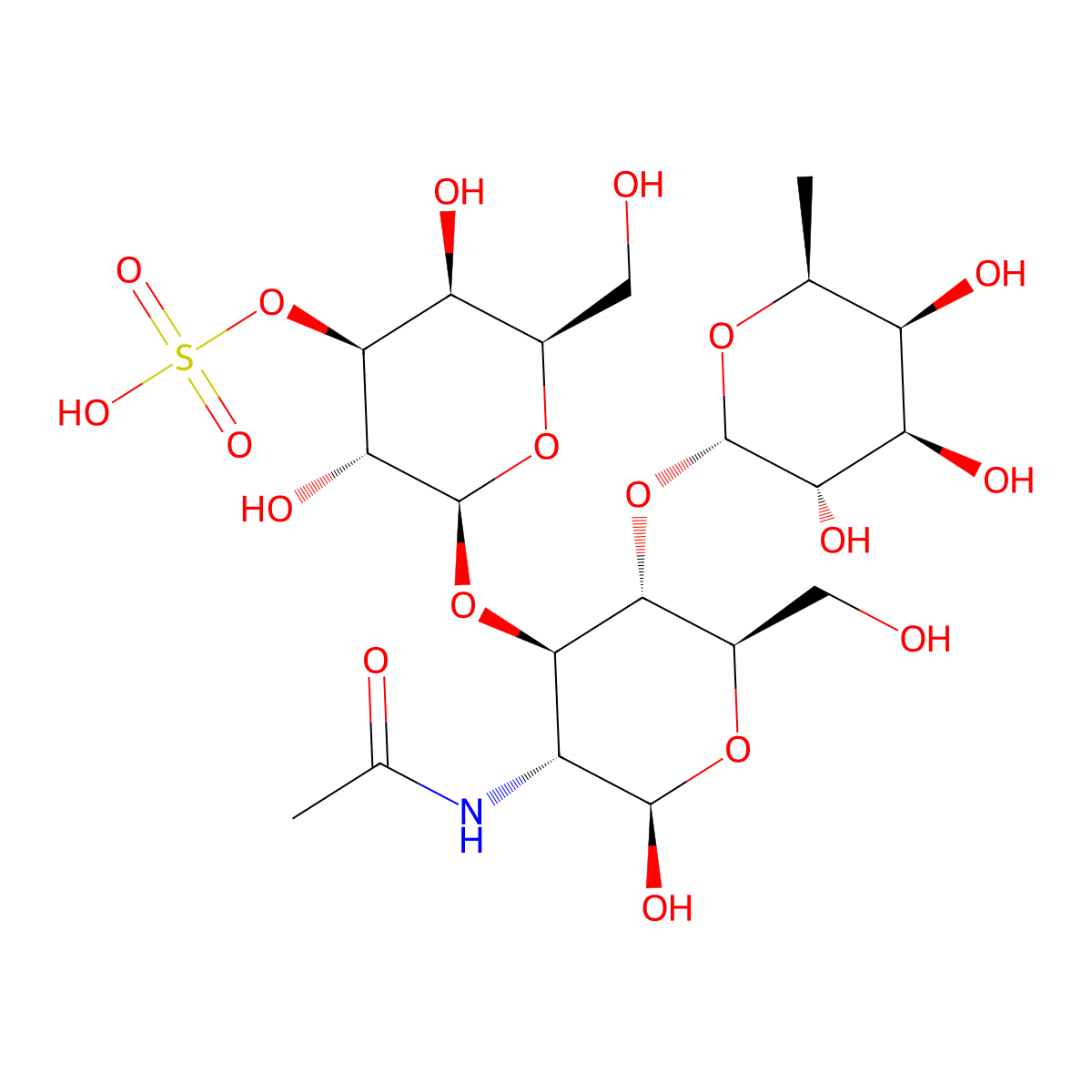 alpha-L-Fucp-(1->4)-(beta-D-Galp3S-(1->3))-beta-D-GlcpNAc molecular structure, CAS 153088-71-2